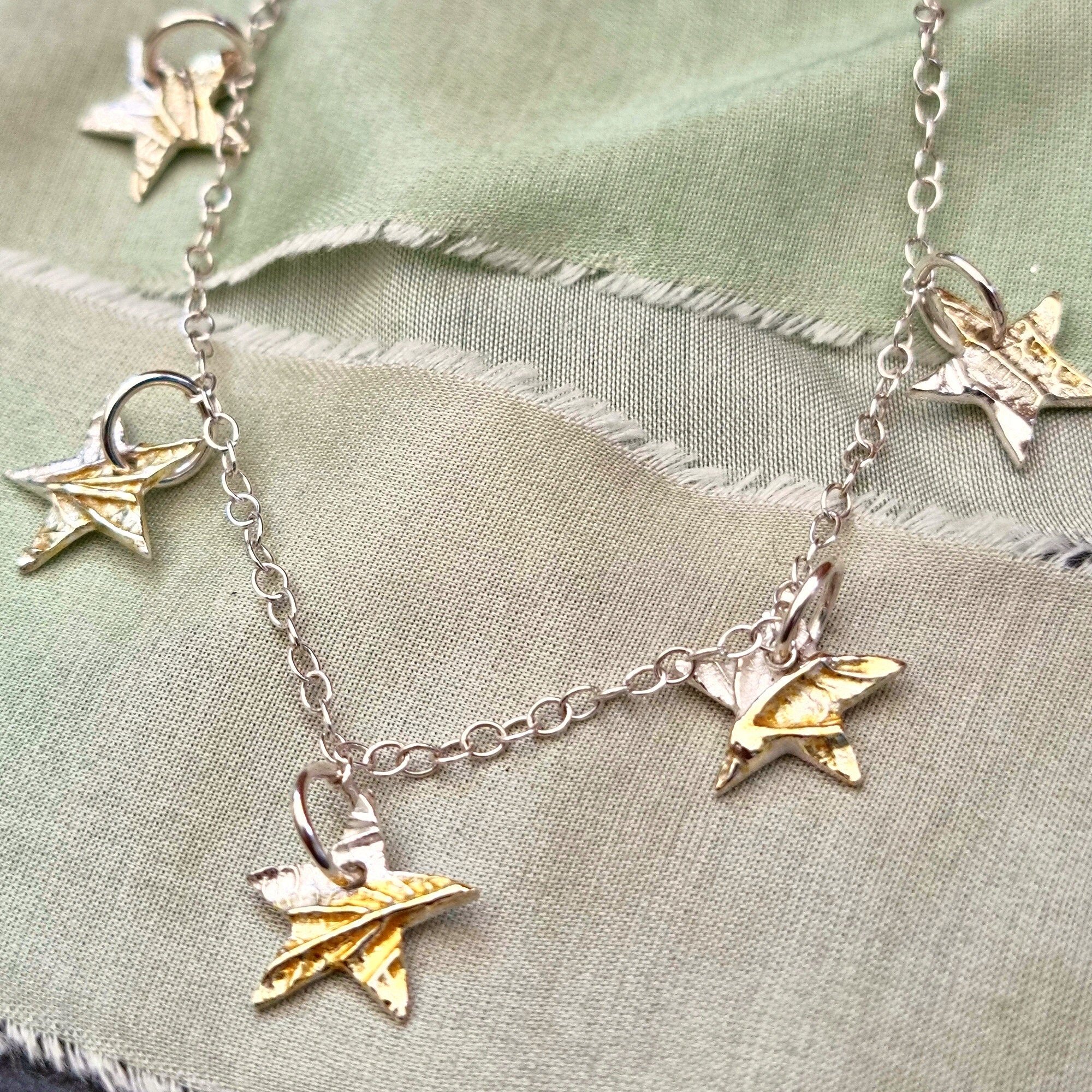 Silver and Gold Five Star Necklace