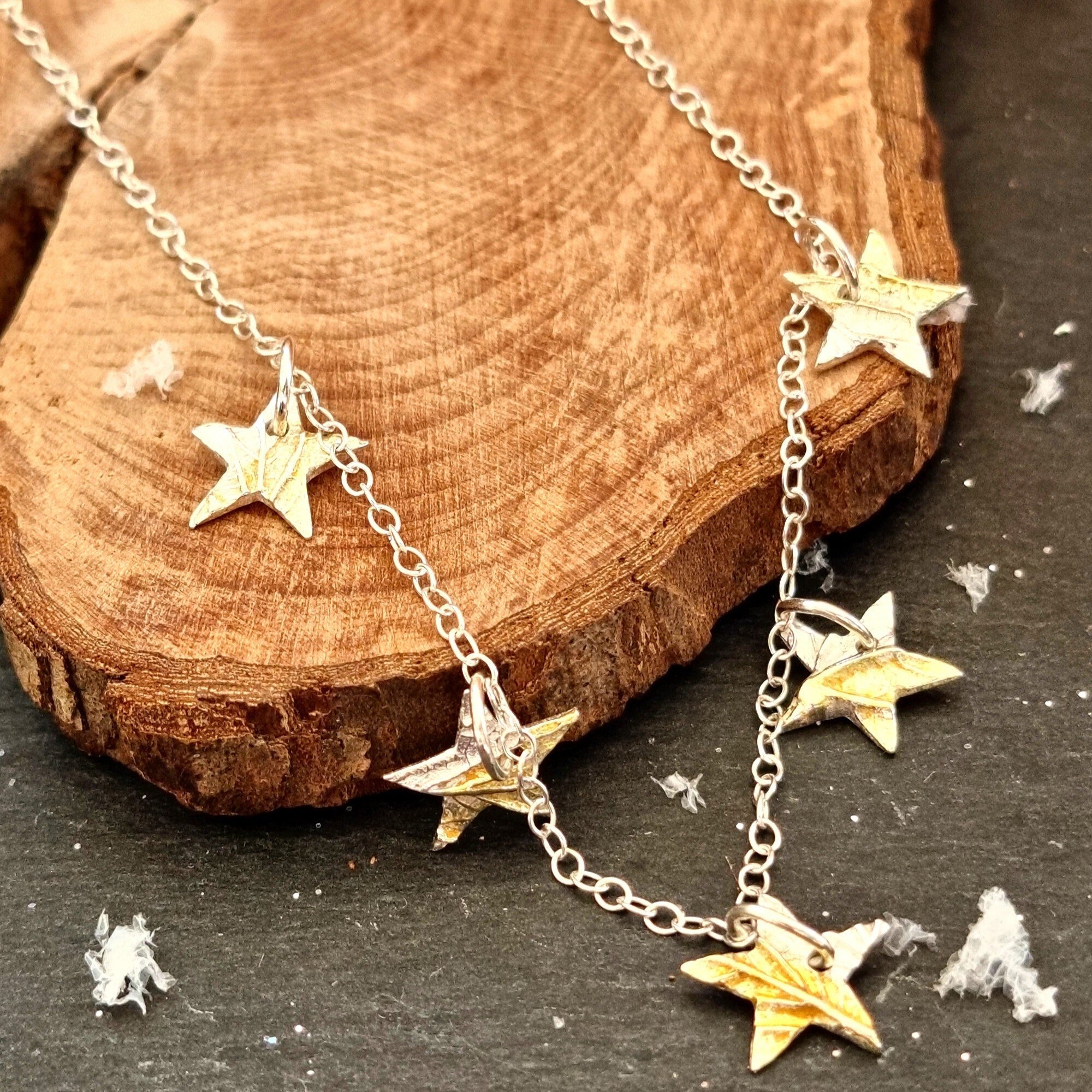 Silver and Gold Five Star Necklace