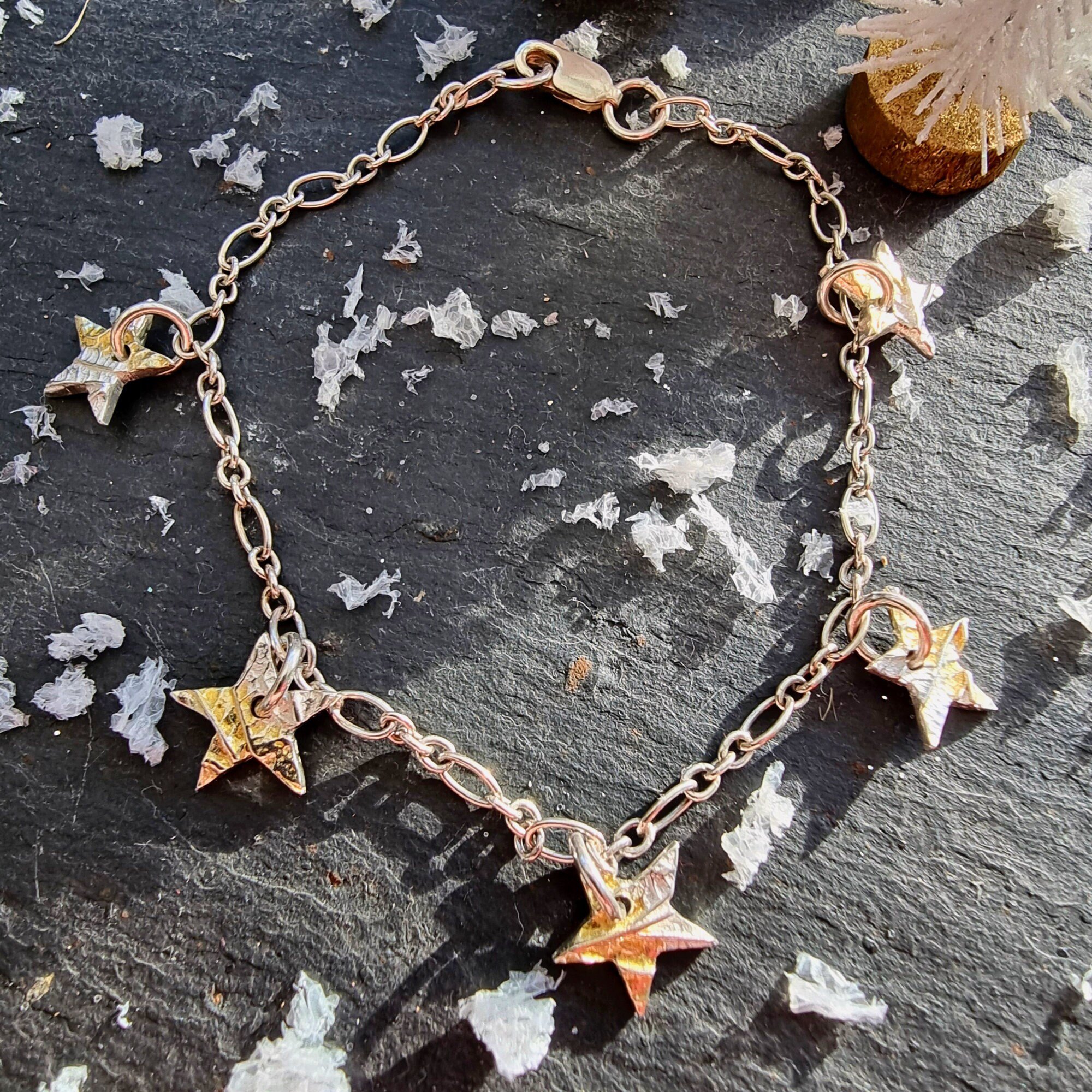 Silver and Gold Multi Star Bracelet