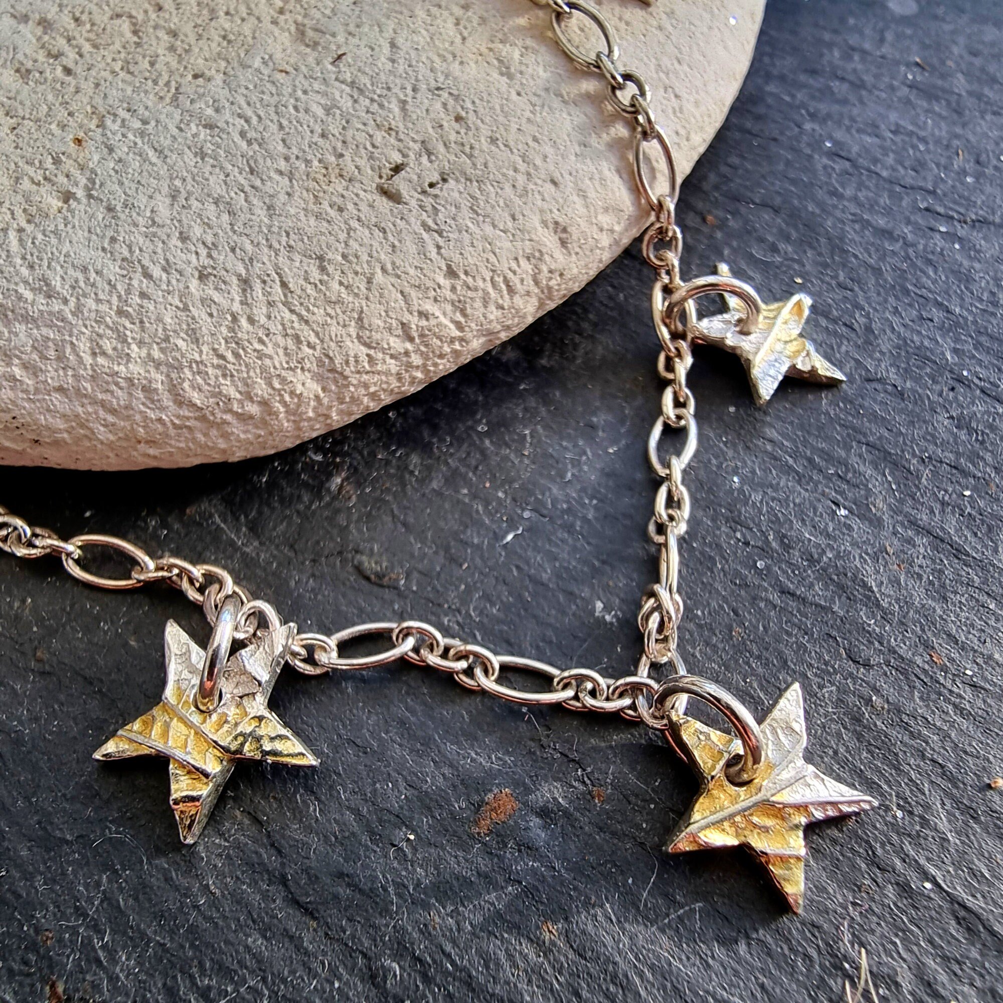 Silver and Gold Multi Star Bracelet