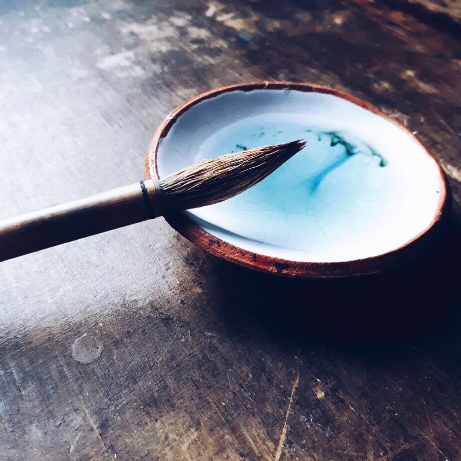 simple ink drops in clear water