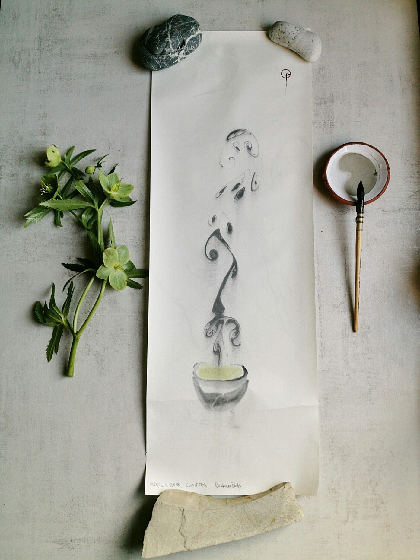 My dad joked that it was more of a pea soup instead of green tea...the artist is never satisfied!