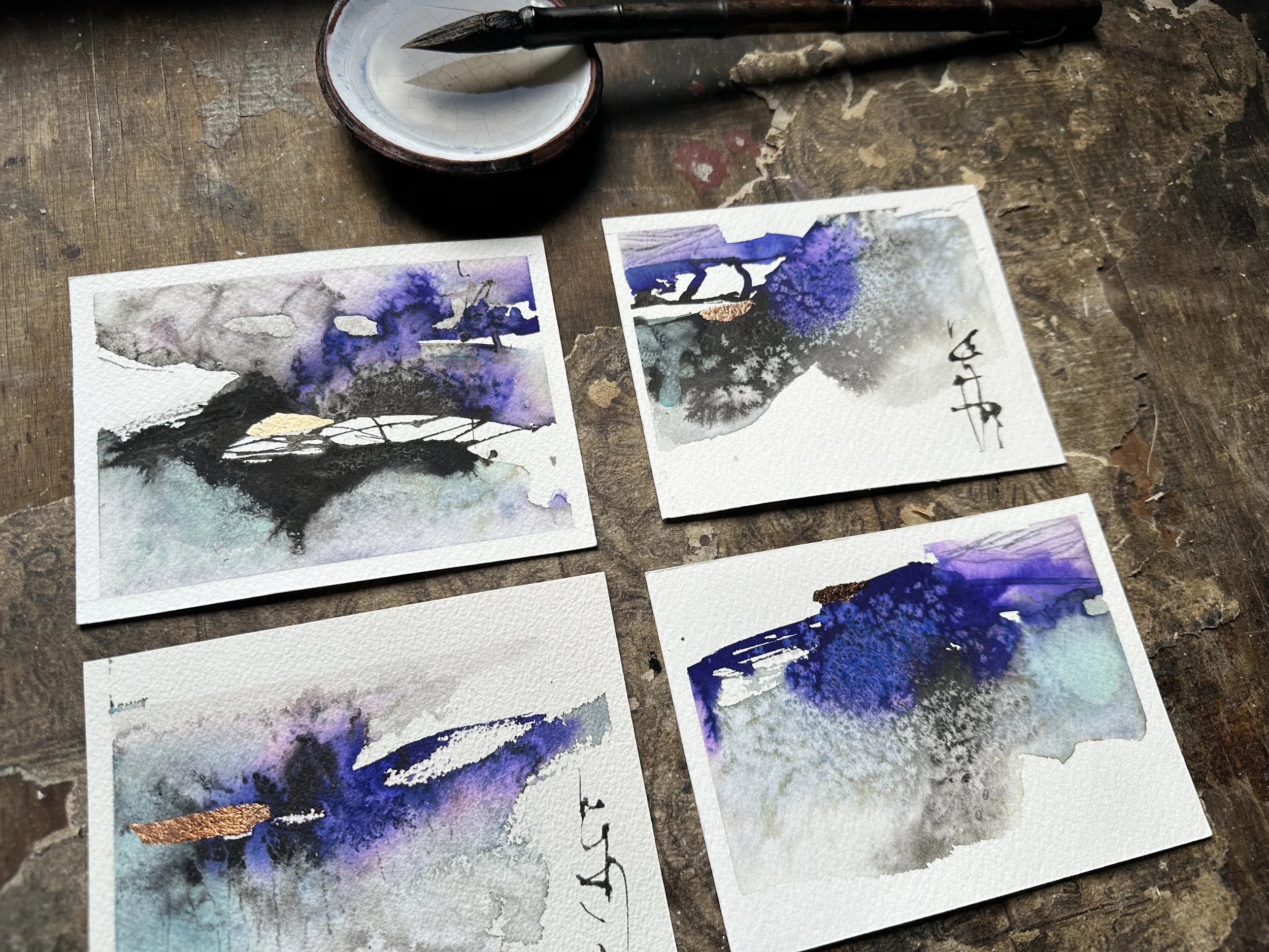 JUST FOR YOU Mini mixed media abstract set No.2 set of Four