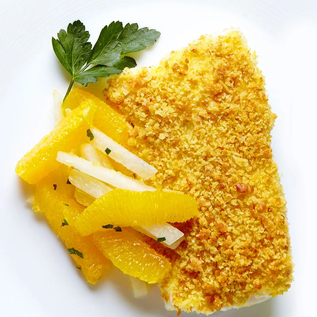 Baked Lemon Cod with Orange Jicama Salad Recipe