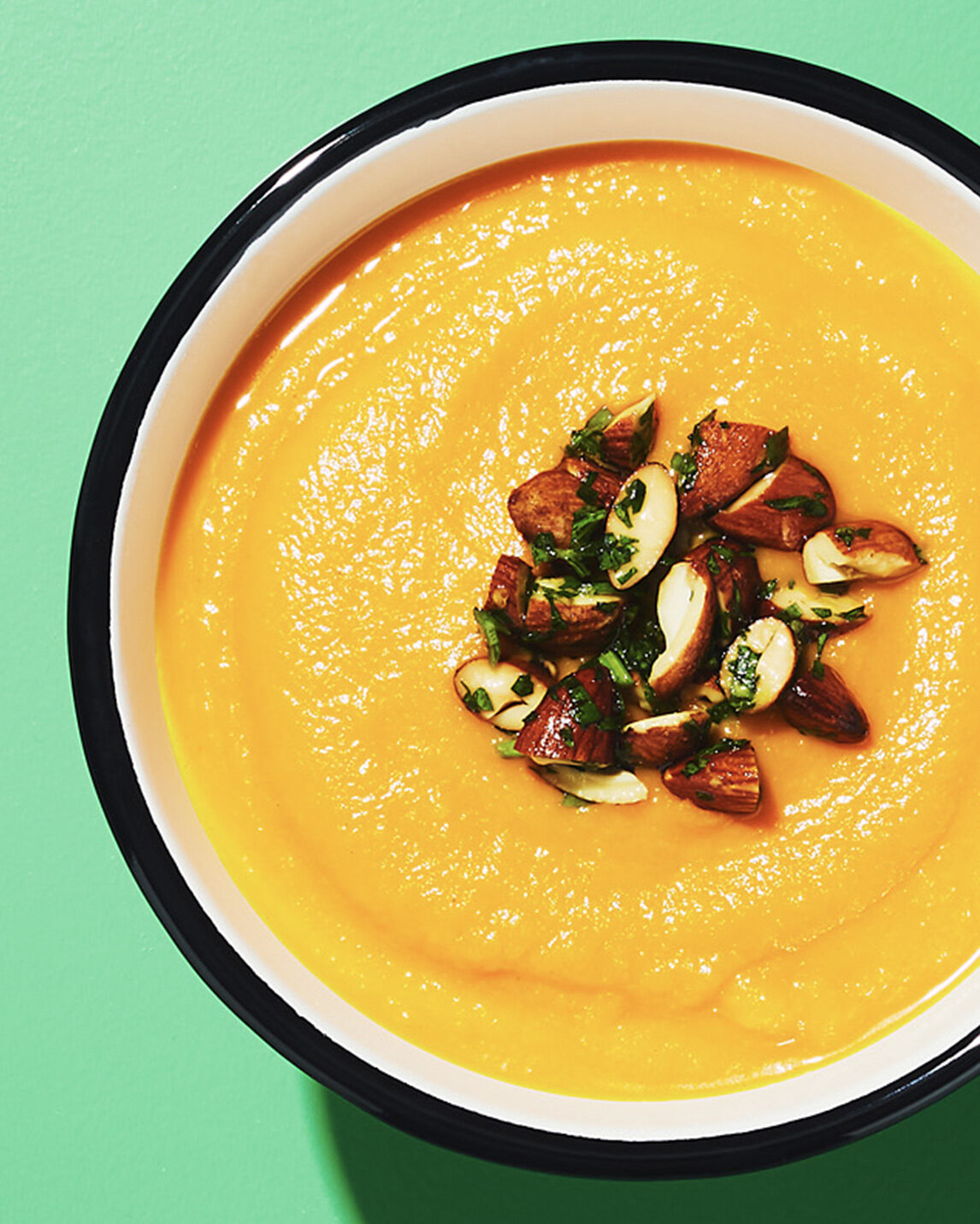 Carrot Ginger Soup with Roasted Almonds Recipe — Bite Me More