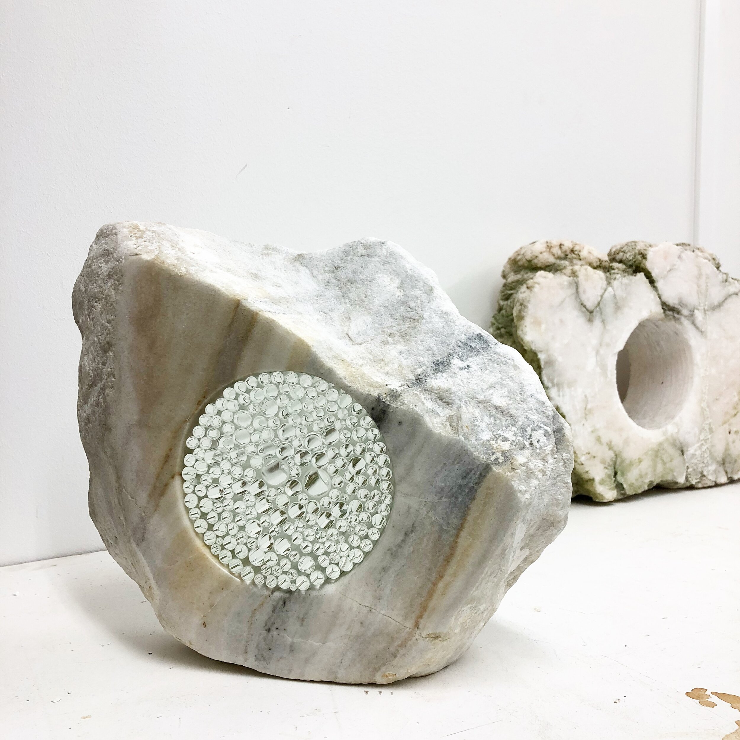 Under the Surface. Alabaster and glass rod