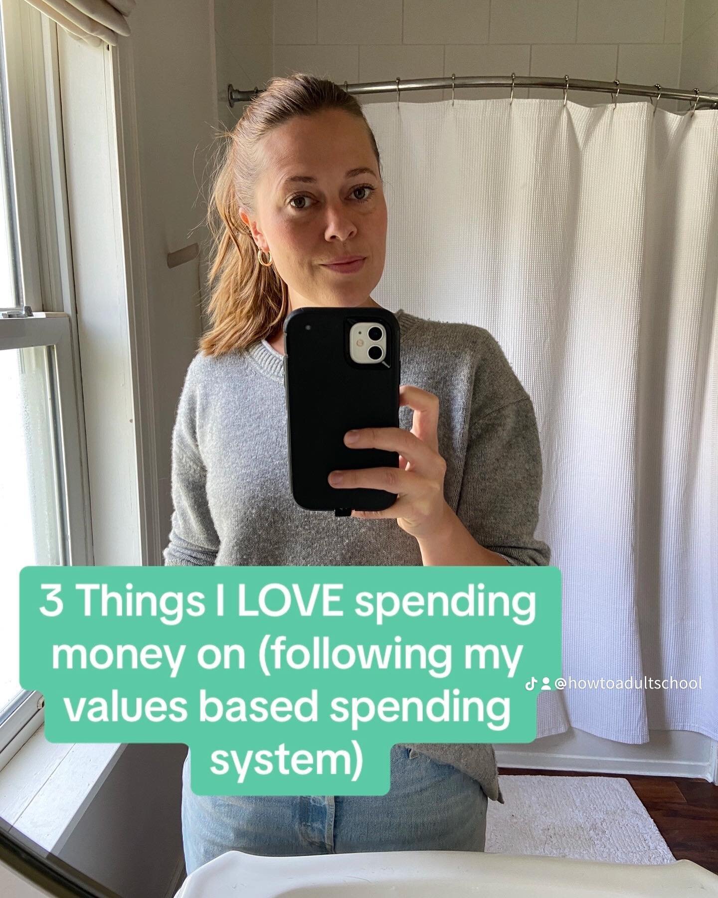 Following a values based spending system is THE life hack to start saving money more easily.
.
Values based spending means choosing 3 of your top financial values and giving yourself permission to spend money guilt free in these areas. Any discretion
