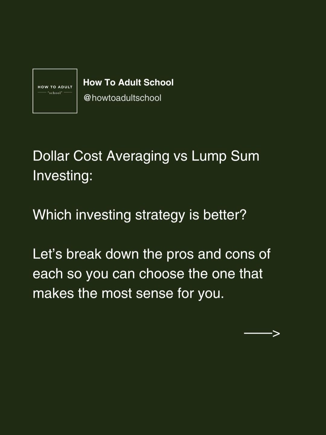 At the end of the day, don&rsquo;t get too caught up in the minutiae of investing like whether to invest as a lump sum or dollar cost average some money into the market.  The most important part is simply to start investing as soon as possible.  Pers