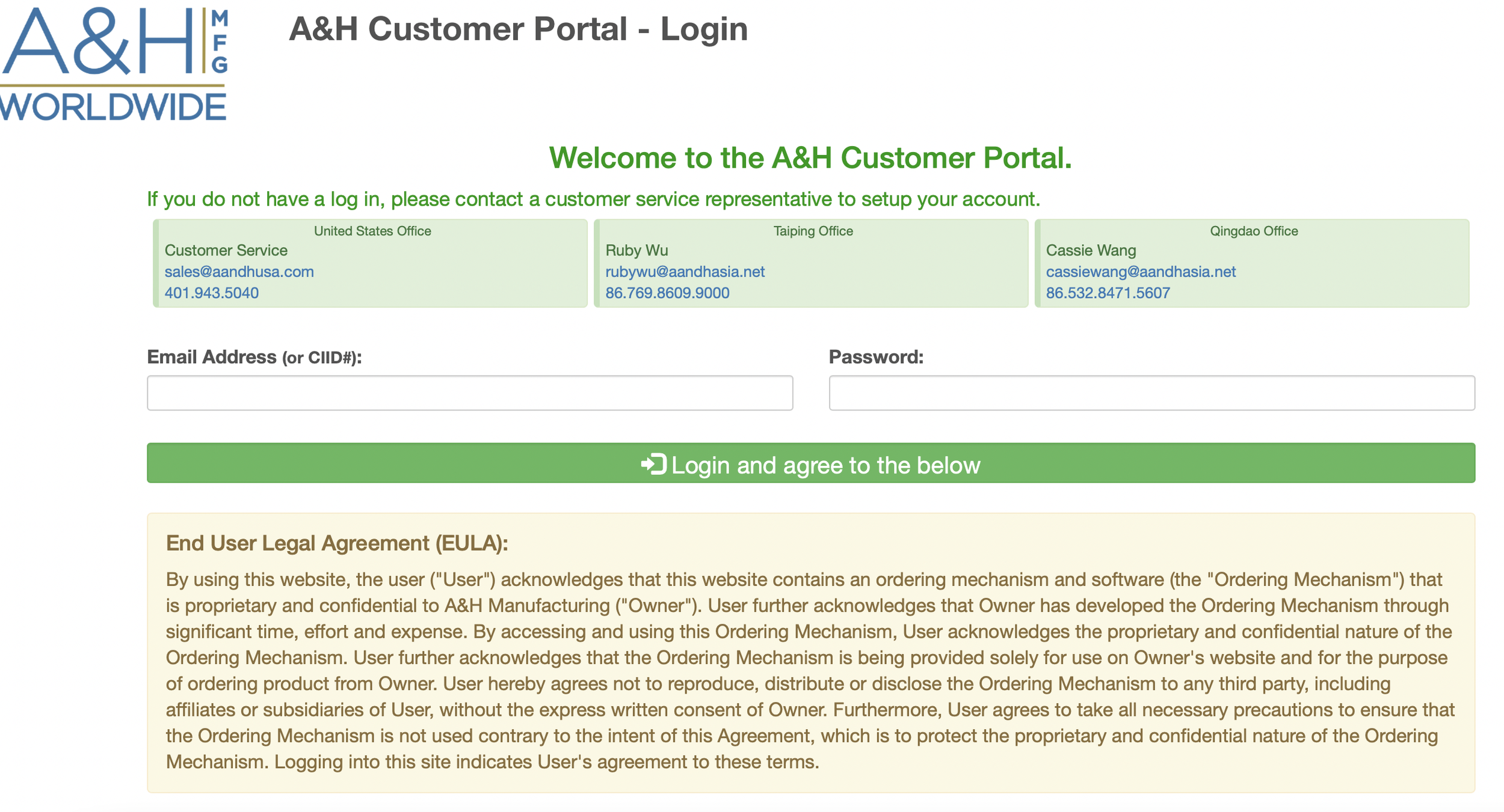 customer portal A&H