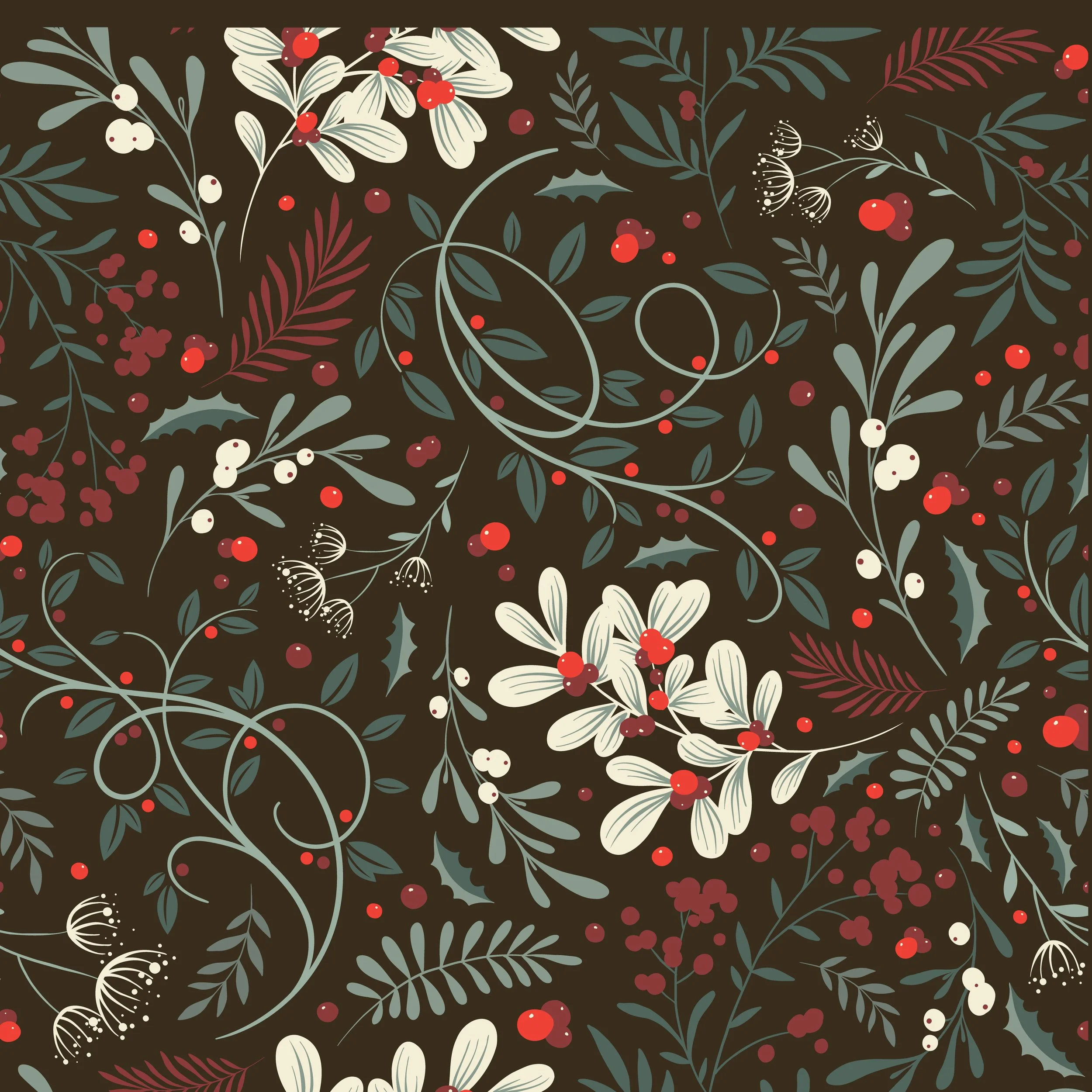 winter botanical pattern holiday 2025 trend A&H