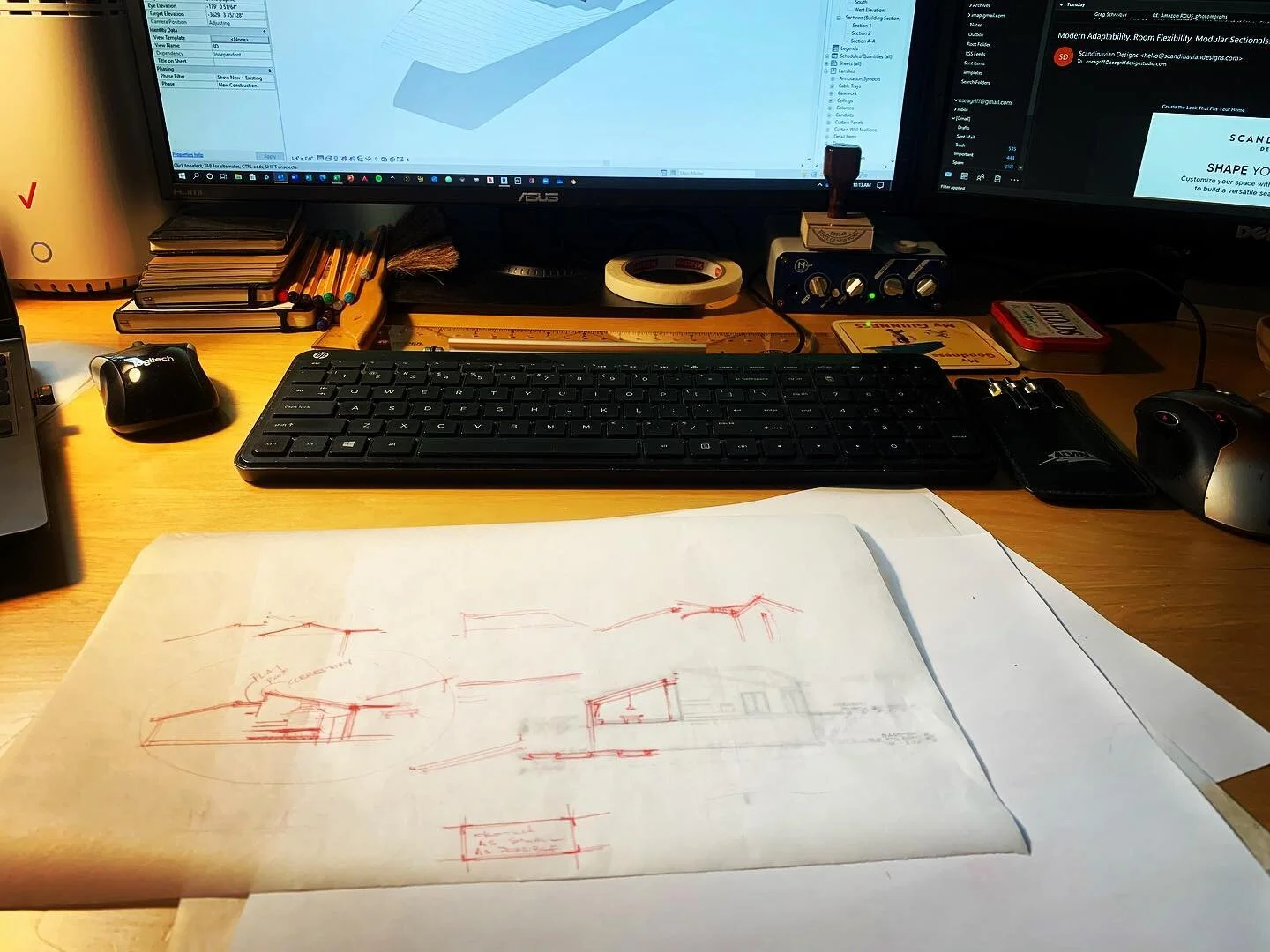Sketching at 1/16th scale allows me to quickly run through the interior geometries and focus more on composition rather than getting bogged down in trying to figure out all the details at once.