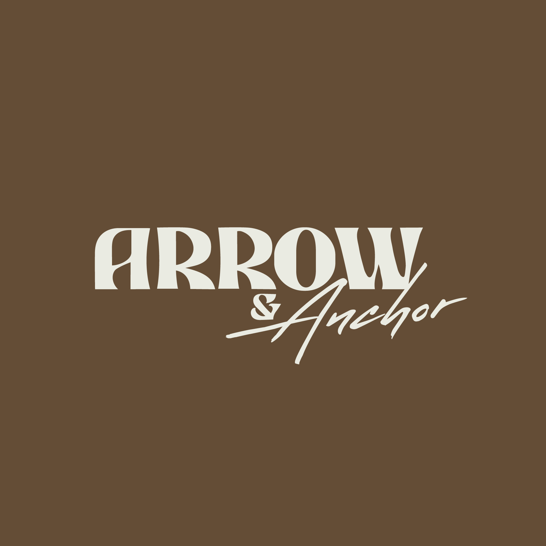 Logo with the text 'Arrow & Anchor' on a brown background.