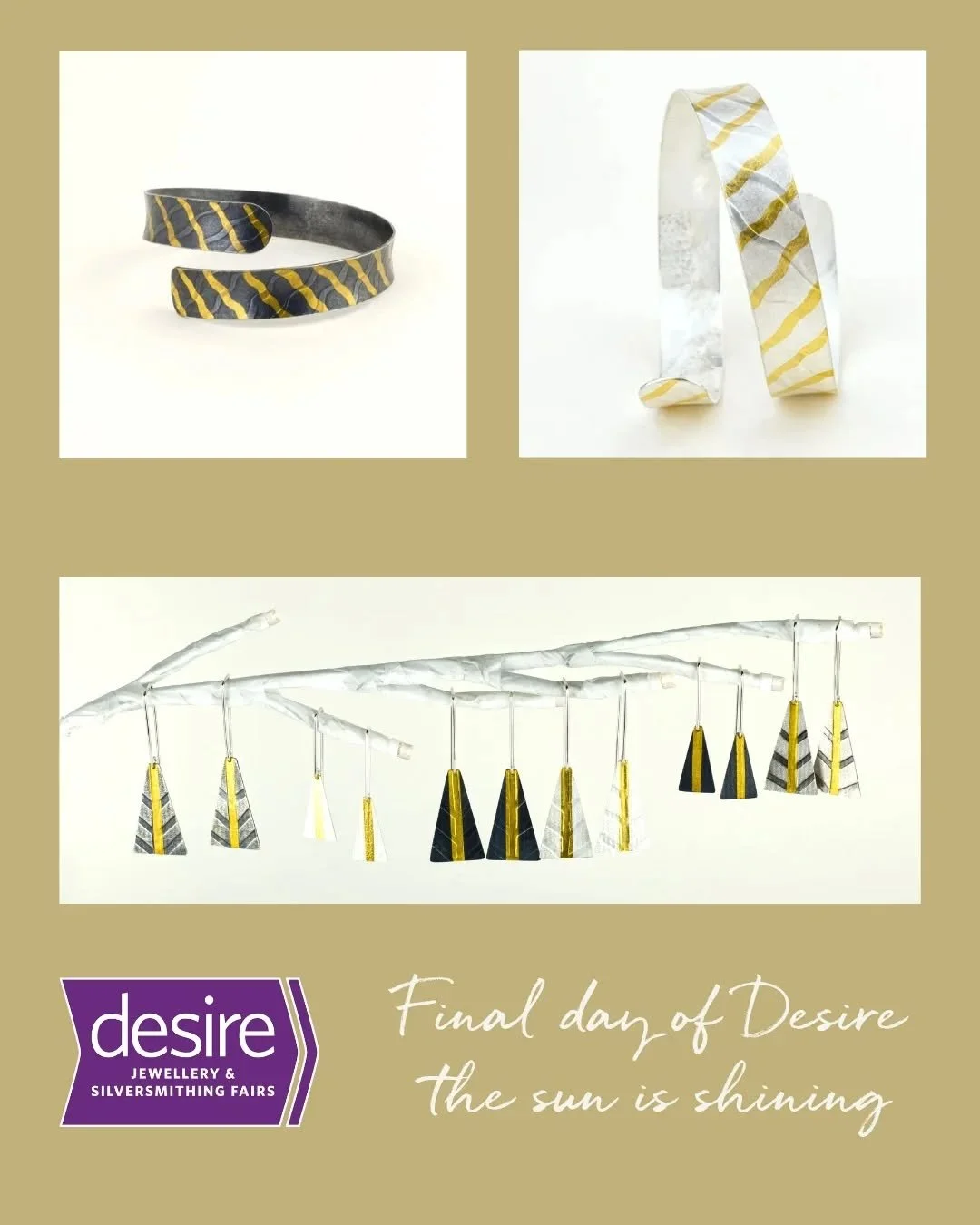 It's the final day of Desire. It's beautiful here at Wisley. The sun is out and the roads are open! 🤣
Come and say hello.

#rhswisley #wisleygardens #craftinfocuswisley #wisley #fusedgold #keumboojewellery #keumboo #lovehandmade_uk #happycreativelif