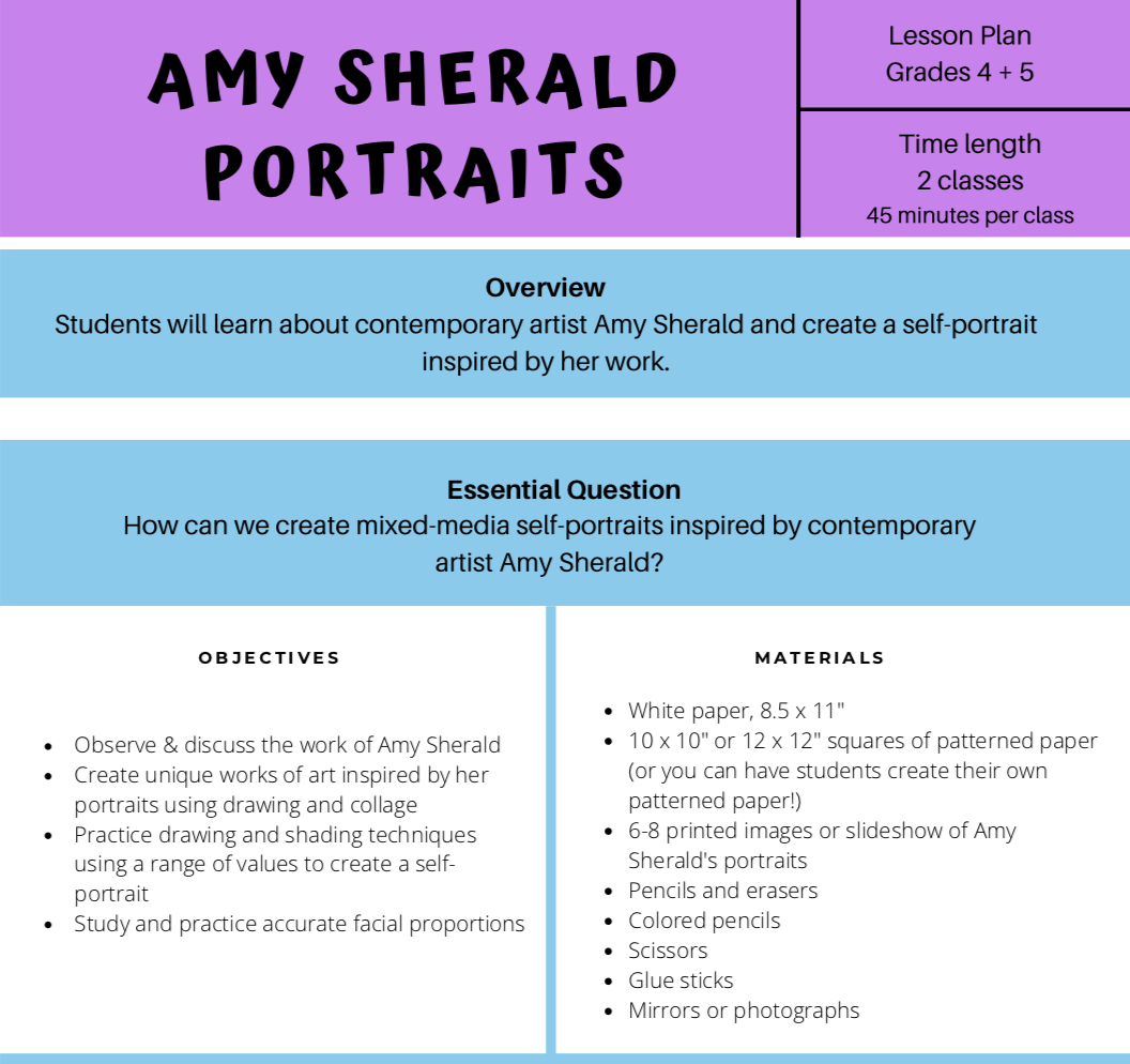 FREE Amy Sherald Portraits, Grades 5+6