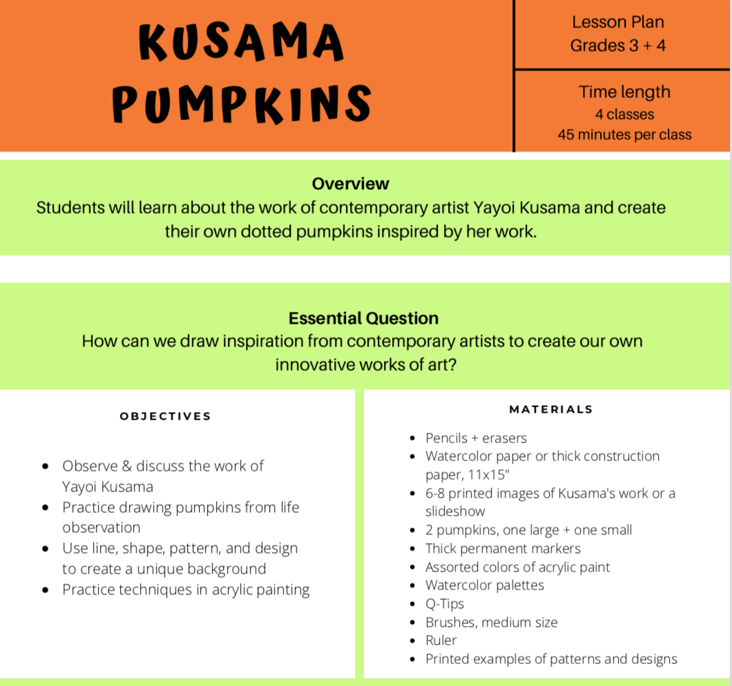 FREE Yayoi Kusama Pumpkins, Grades 3+4