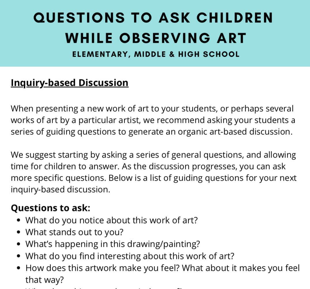 FREE Art Based Discussion Questions, Grades K-12