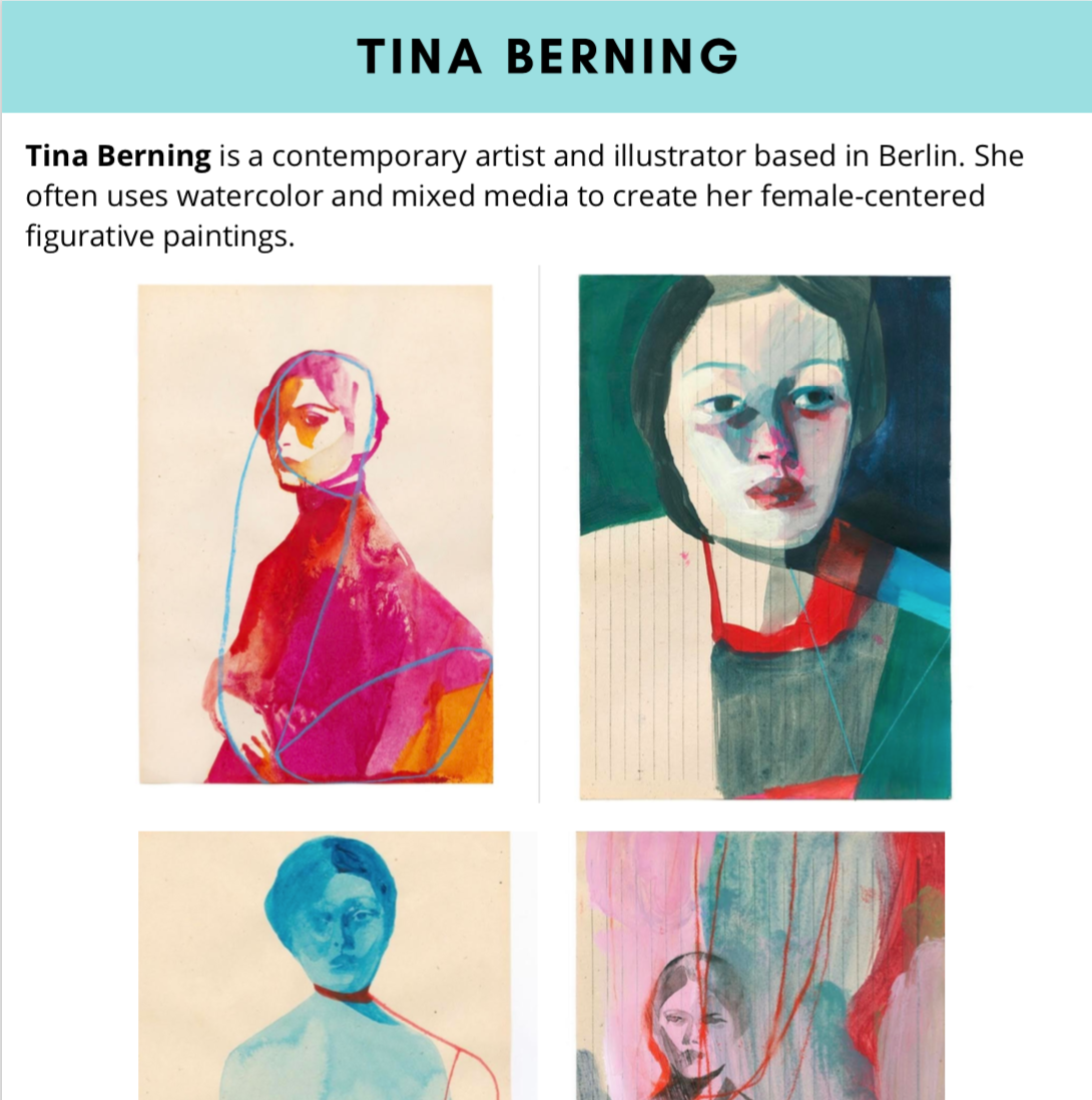 FREE Contemporary Artist Guide: Tina Berning, Grades 6-12