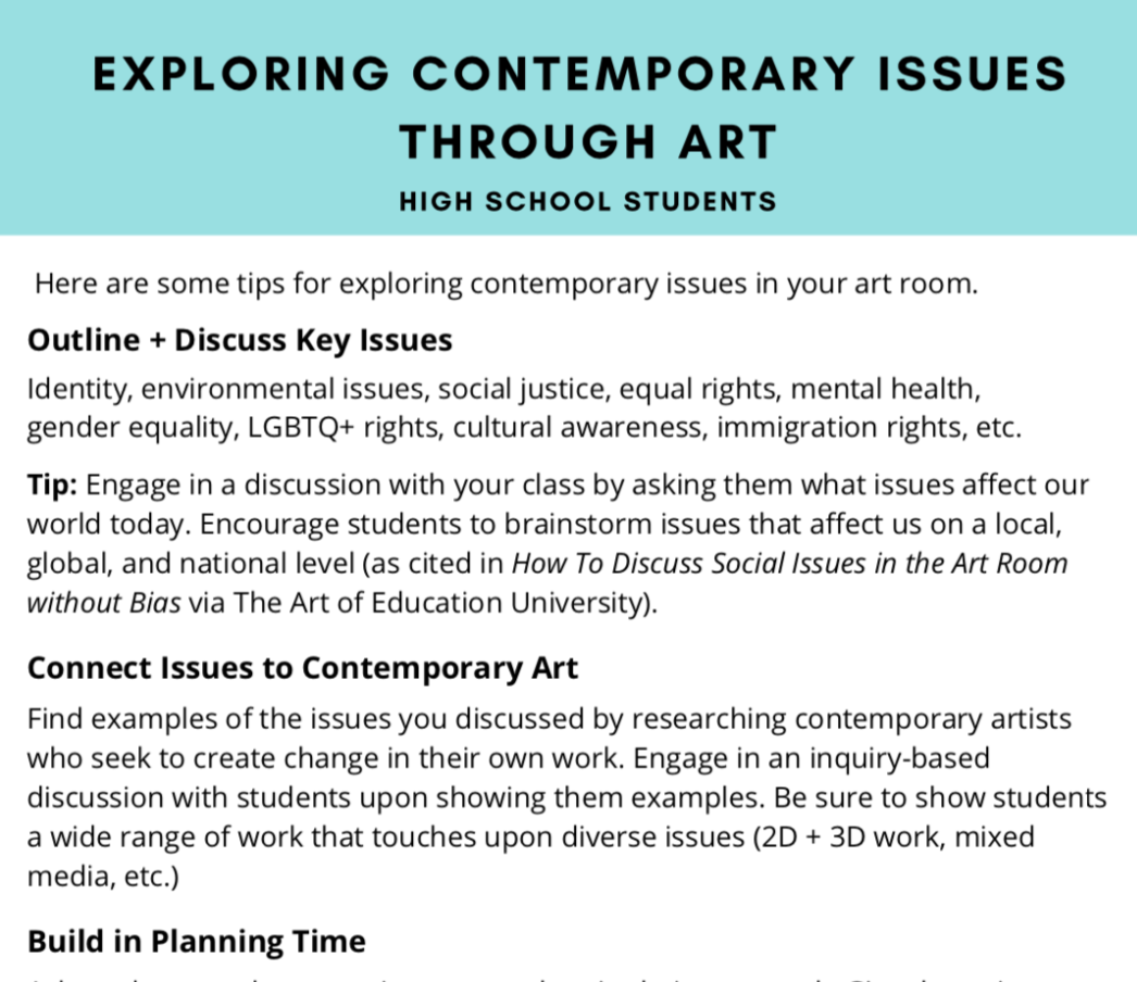 FREE Exploring Contemporary Issues Through Art, Grades 9-12
