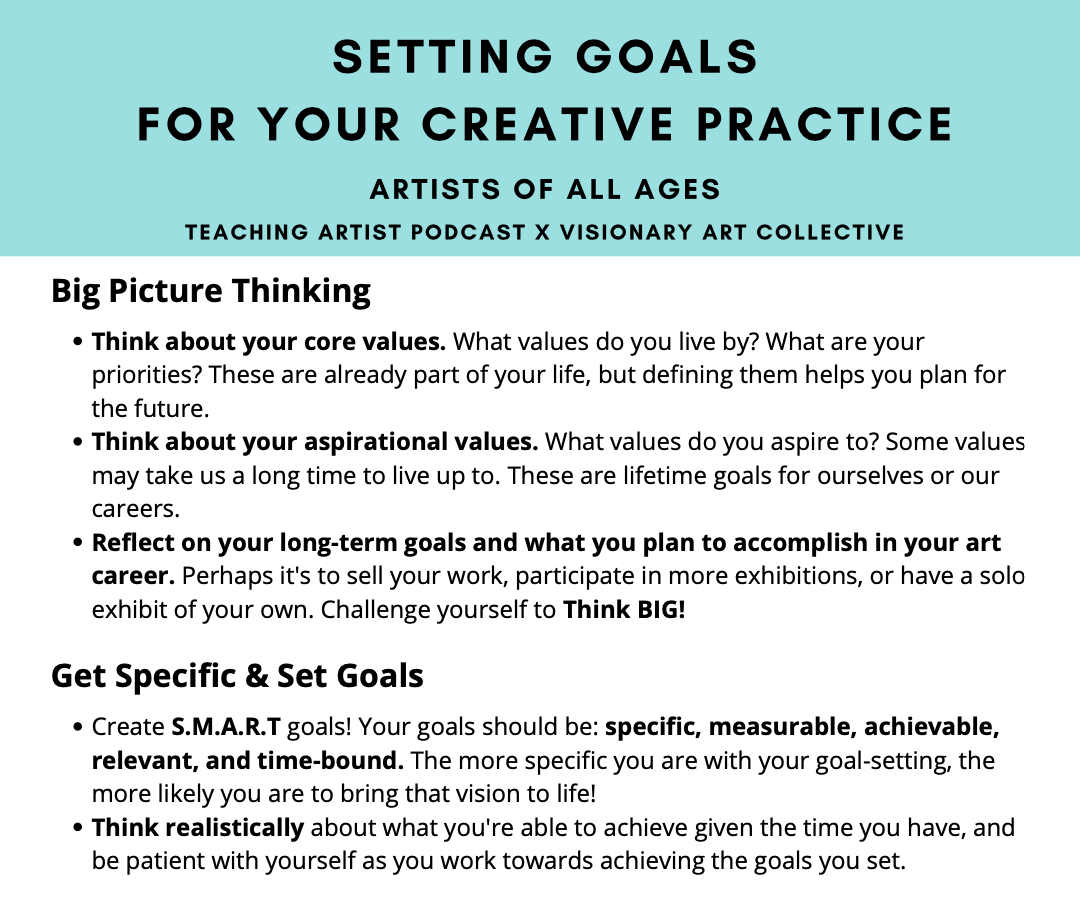 FREE Setting Goals for Your Creative Practice