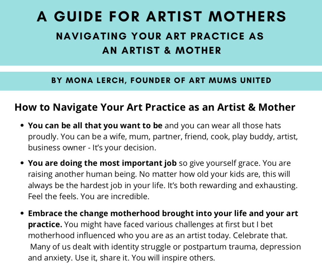 FREE Guide For Mother Artists: Navigating Your Art Practice as an Artist &amp; Mother