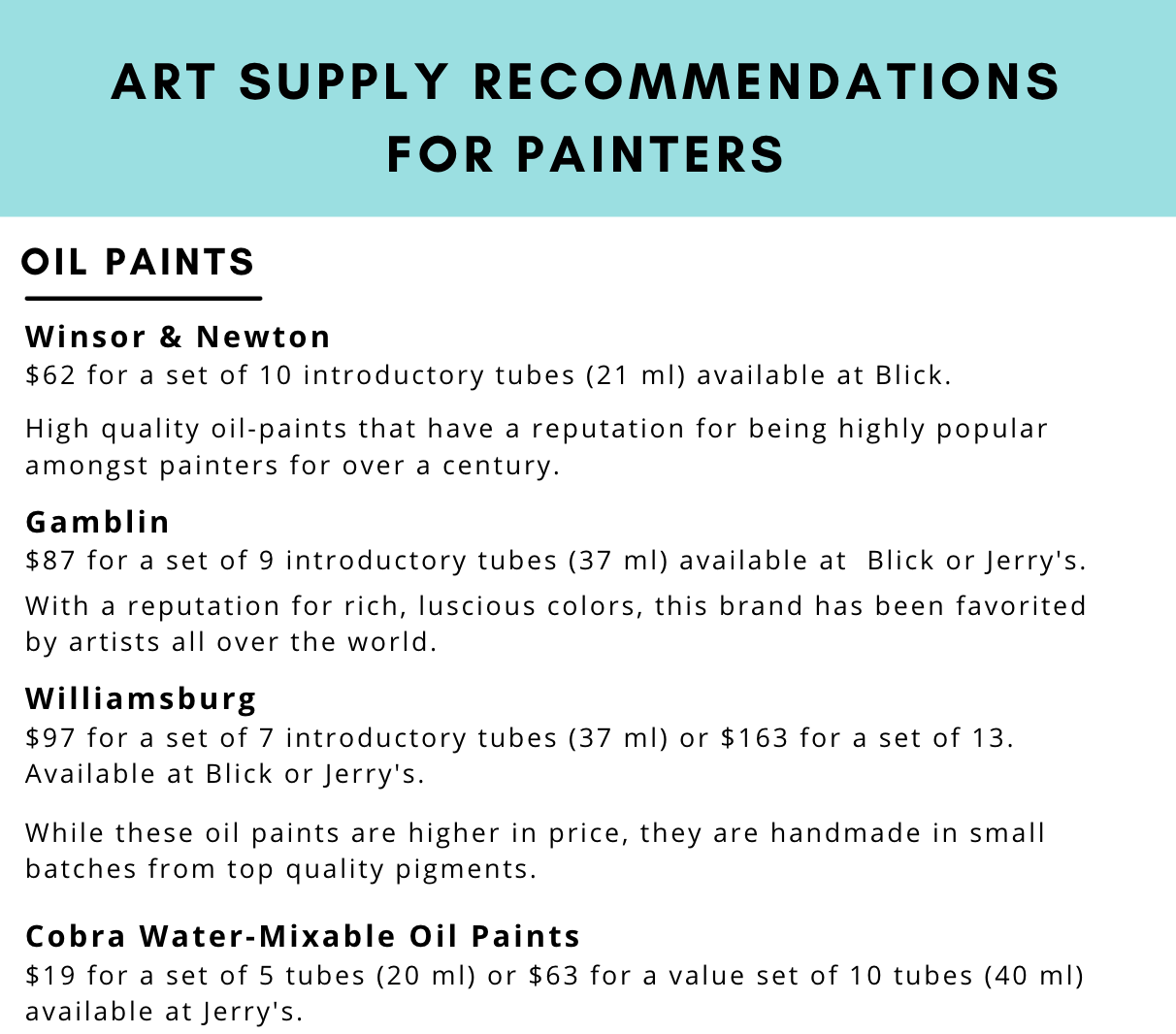 FREE Art Supply Recommendations for Painters