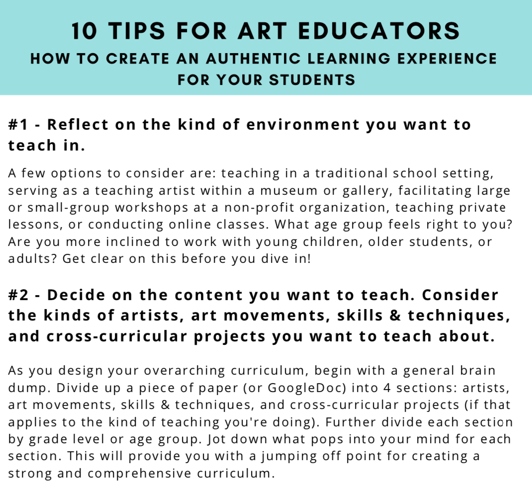FREE 10 Tips for Art Educators