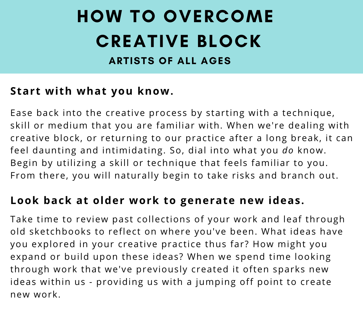 FREE How to Overcome Creative Block, All Ages