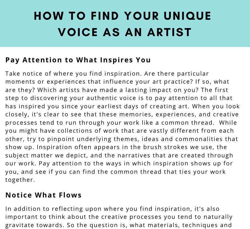 FREE How to Find Your Unique Voice as an Artist