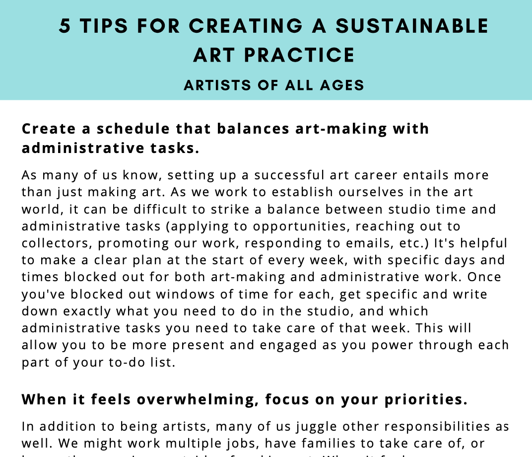 FREE 5 Tips for Creating a Sustainable Art Practice