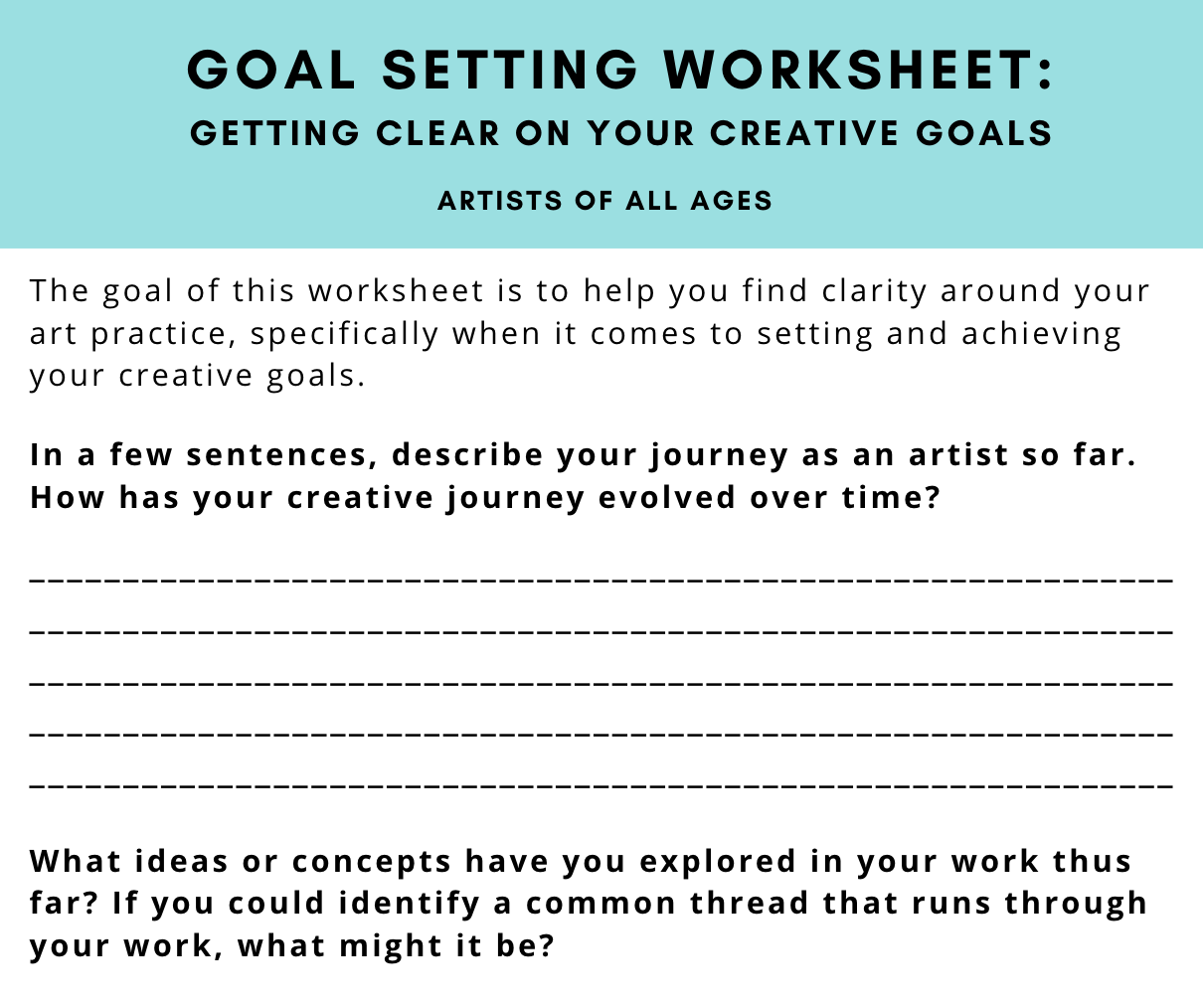 FREE Goal Setting Worksheet: Getting Clear on Your Creative Goals