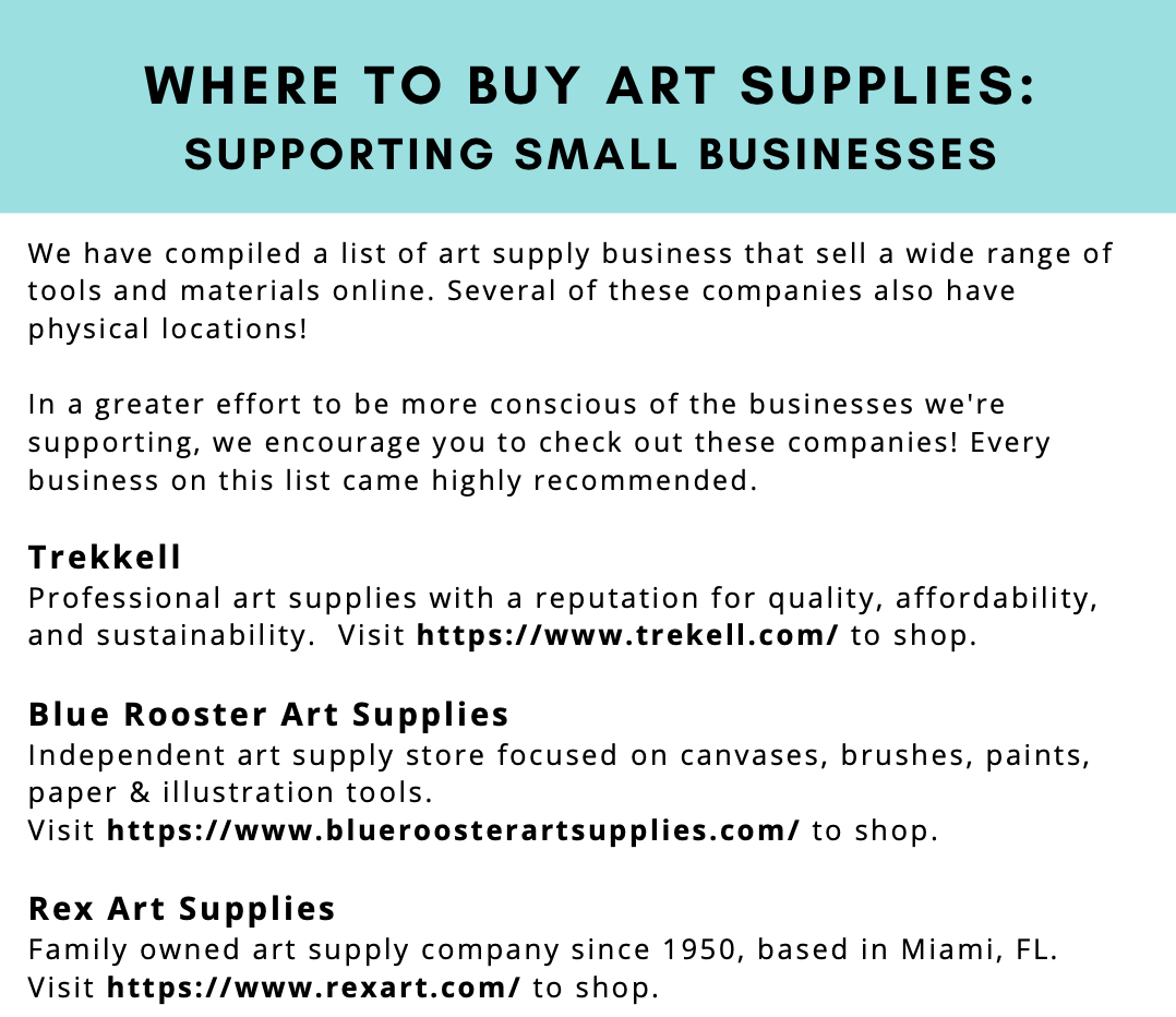 FREE Where to Buy Art Supplies: Supporting Small Businesses