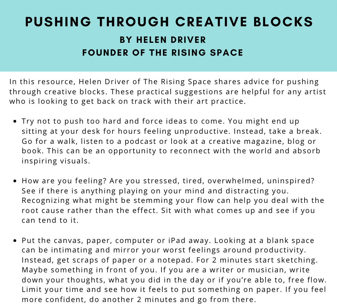 FREE Pushing Through Creative Blocks by Helen Driver