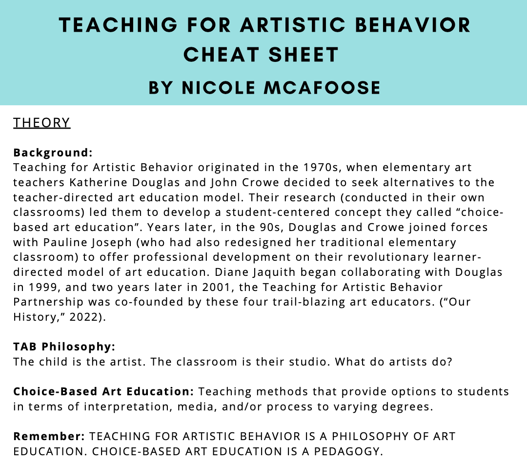 FREE TAB Cheat-Sheet by Nicole McAfoose