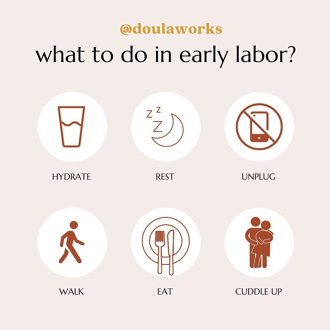 Another one of our most shared from #2021- perfect to send to your birth partners and family. Xx⁣
.⁣
Let's talk about early labor. We are often so looking forward to finally reaching this moment so when early labor comes along what do so many of us d
