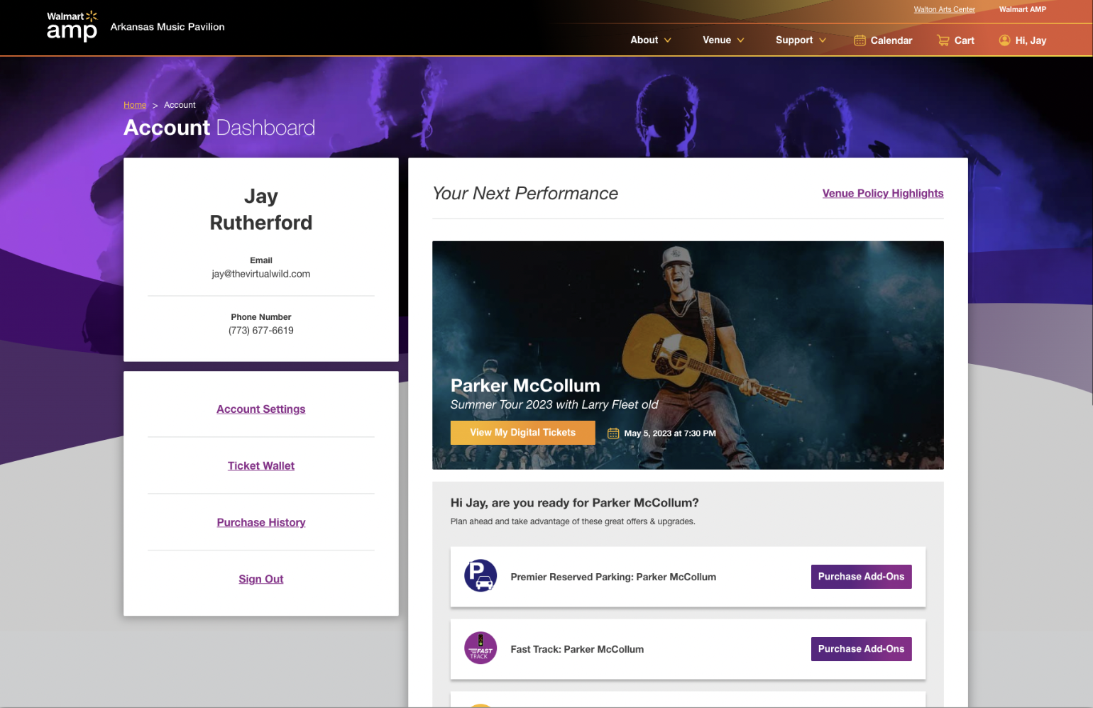 Ticket upgrade and add-on flow