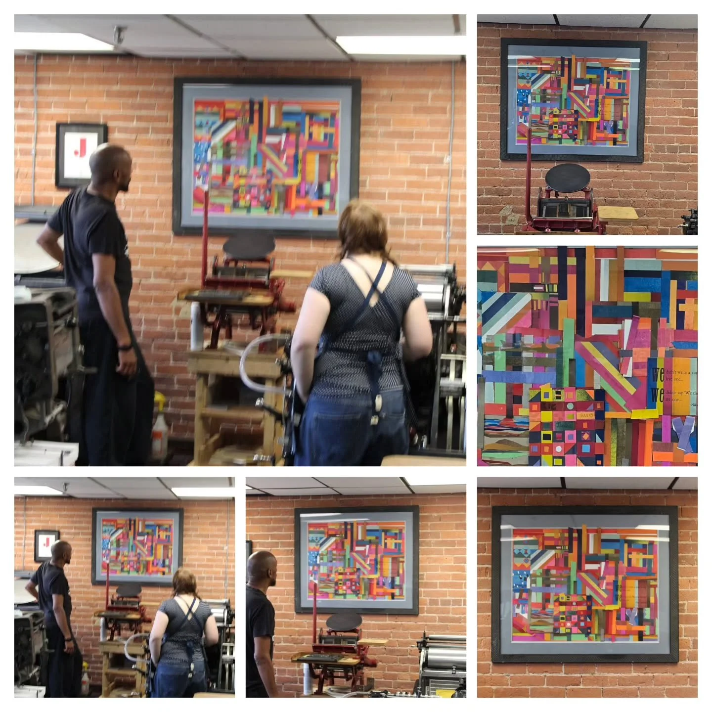 Me and my awesome intern Kaitlyn Burns and I created a collage with all the prints that were left over from our Juneteeth event and framed in a frame I had laying around the shop, but truth be told, Kaitlyn did all the work I just helped. Beautiful t