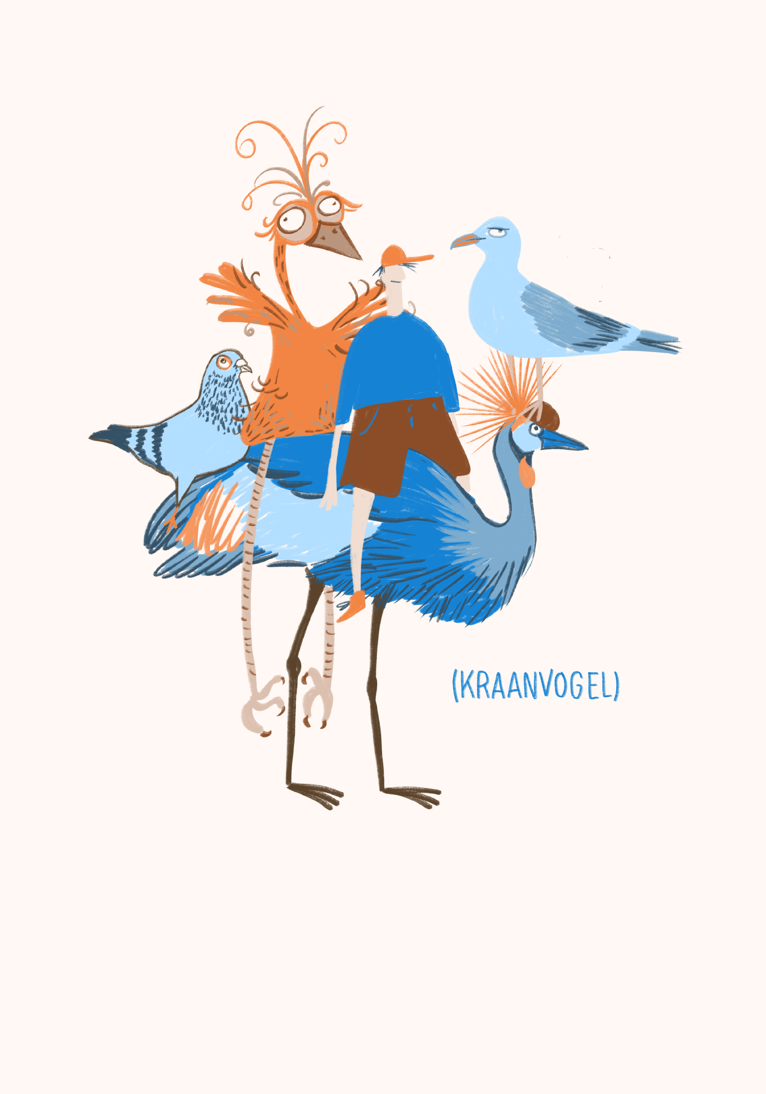 pluk Petteflet van Annie MG Schmidt in vogelstijl met kraanvogel