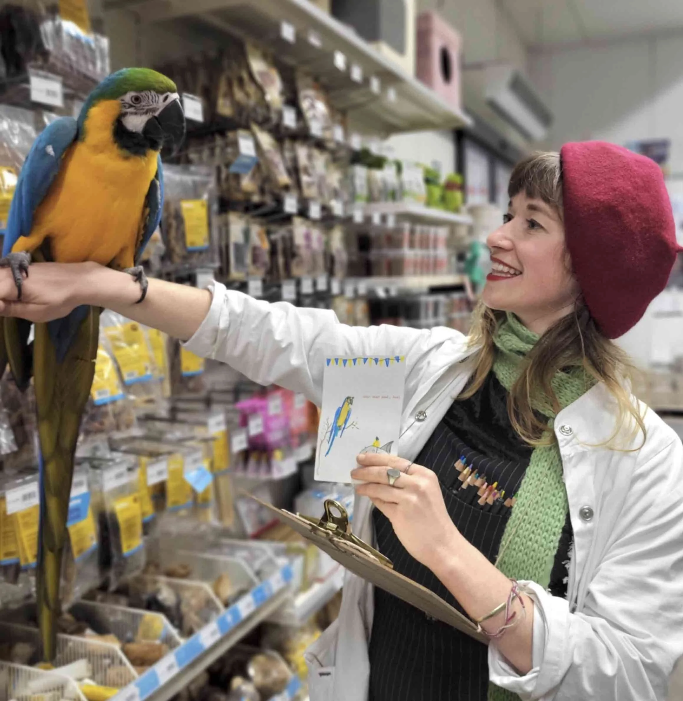 papegaai tekening portret dierenwinkel Typotheek