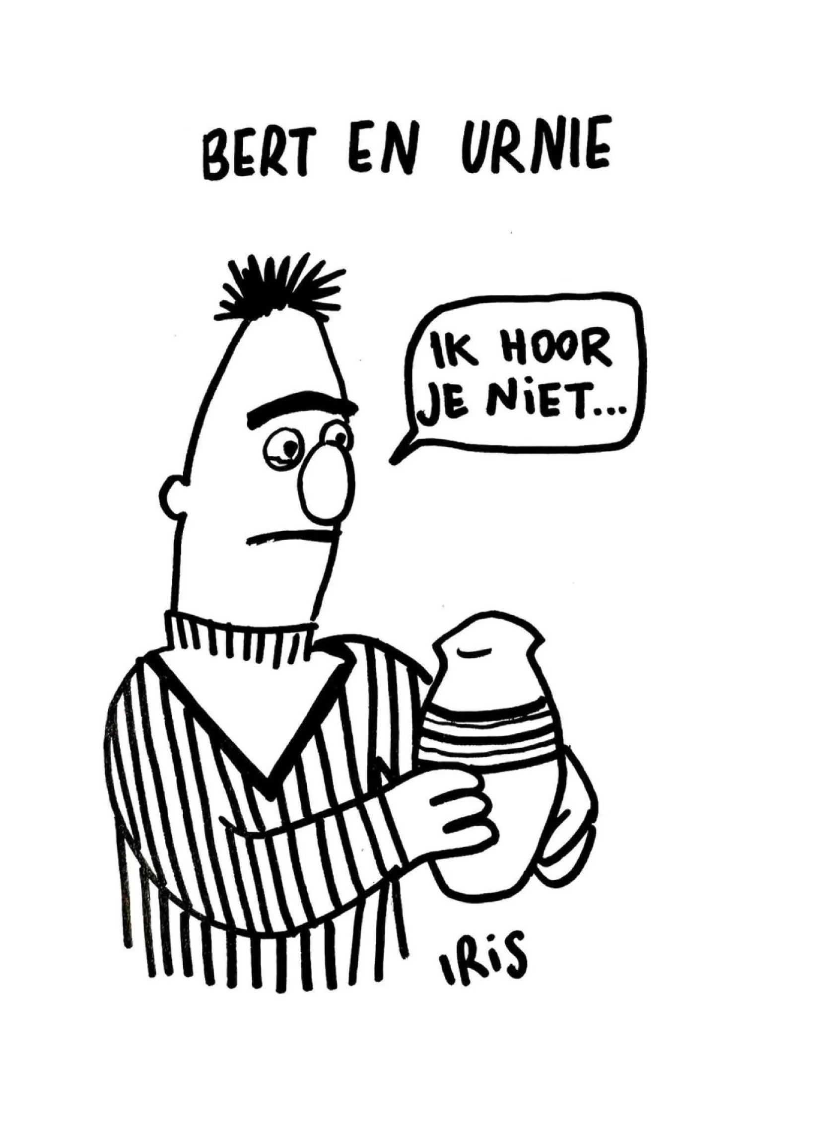 bert van bert en urnie met een urn