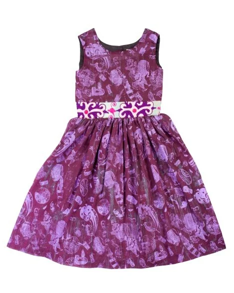 Girls Embroidery Purple Multi Sleeveless Dress