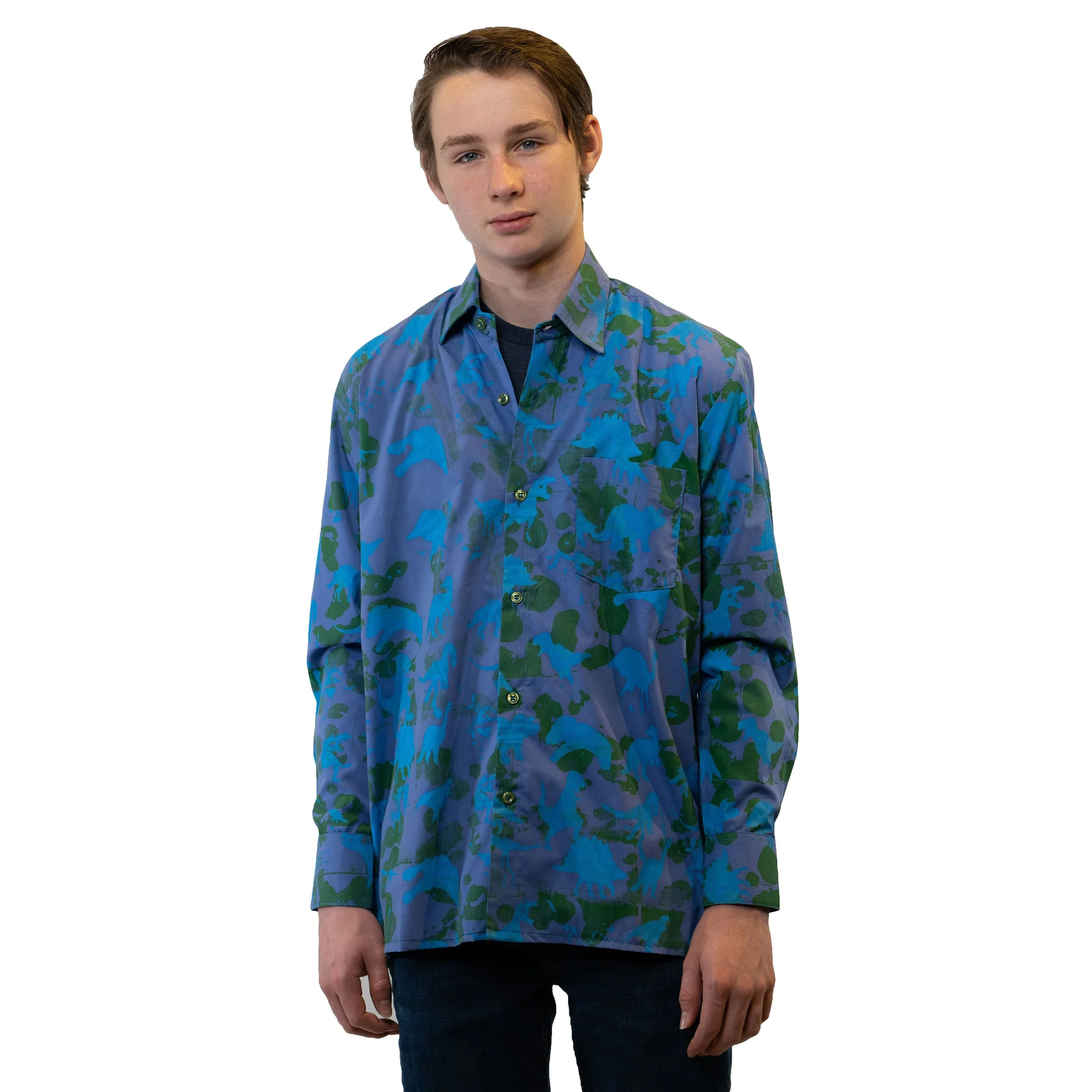 Blue Classic Men’s Long Sleeve Button-Down Shirt