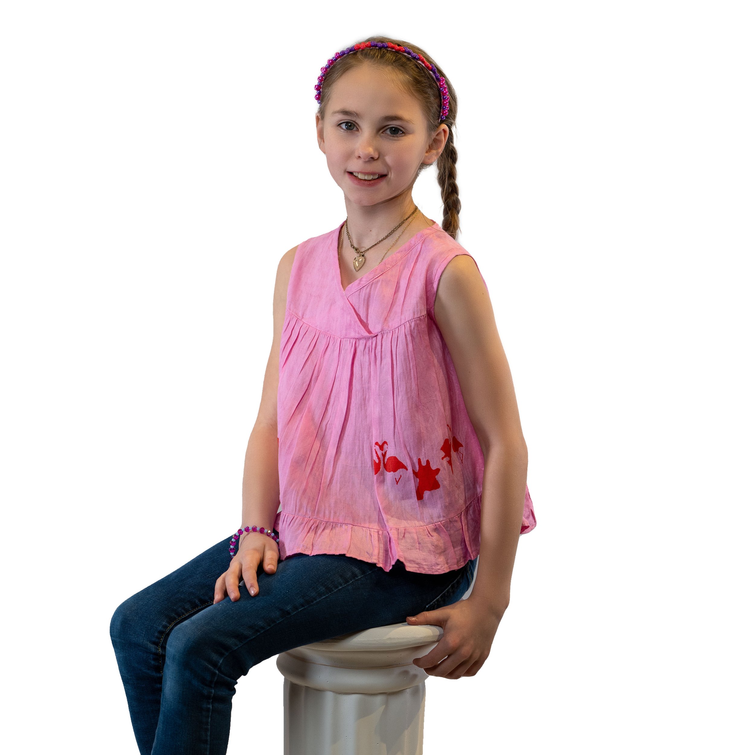 PERA A-Line V-Neck Girls Ruffled Top