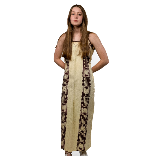 PERA FREEDOM Beige Womens Spaghetti Strap African Maxi Dress