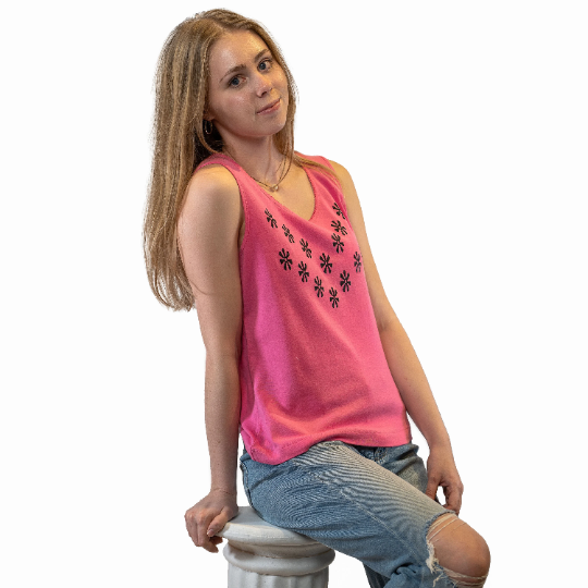 RIVER OF LIFE African Wood Block Style Screen Sleeveless T-Shirt Girls Women Unisex