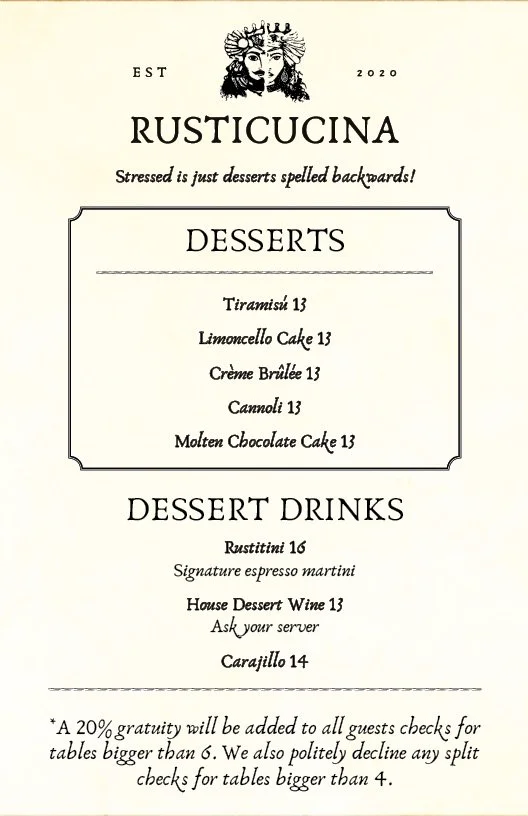 Menu — Rusticucina