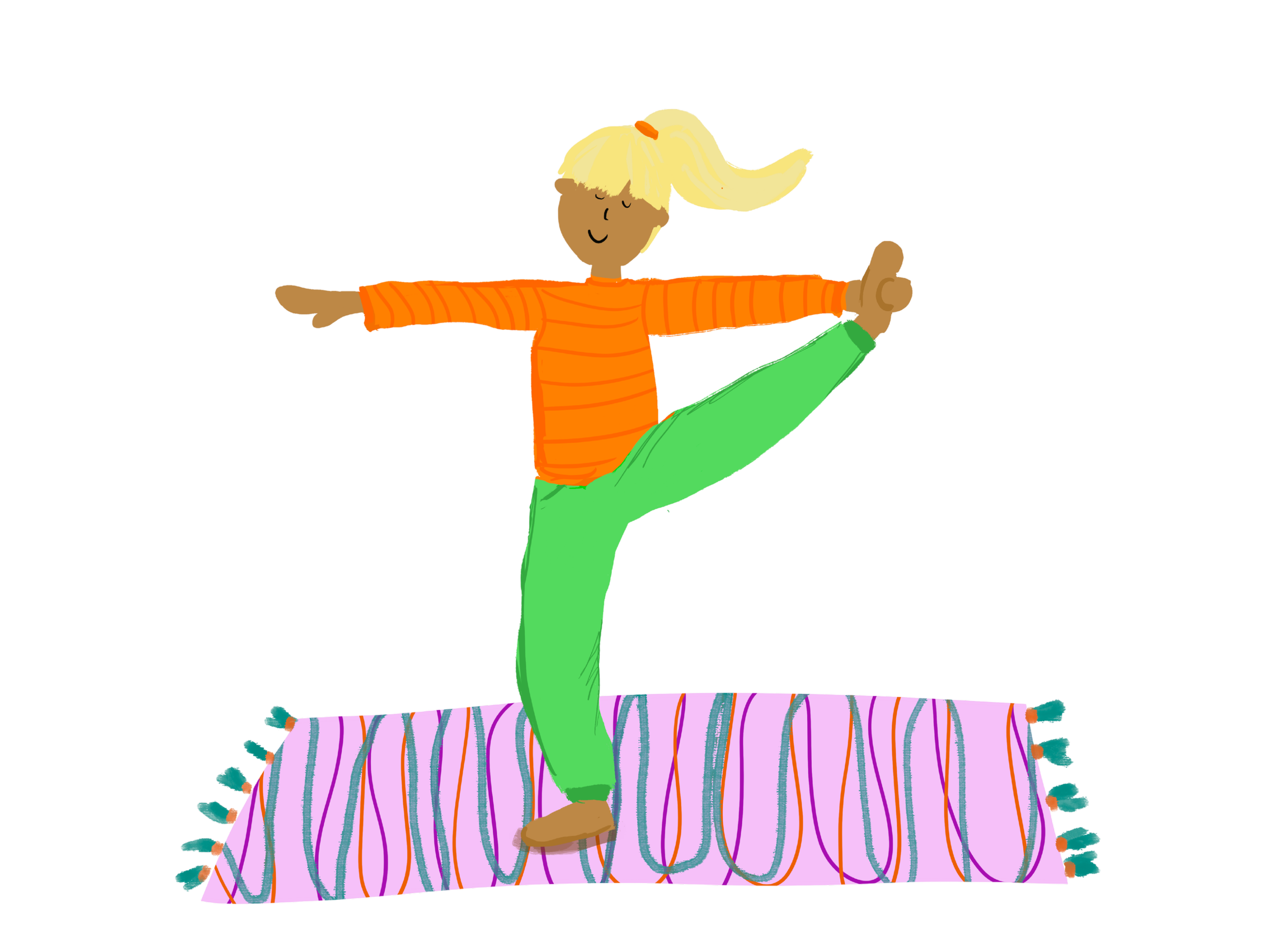 Illustration of two children practising a partner yoga pose during a kids yoga class