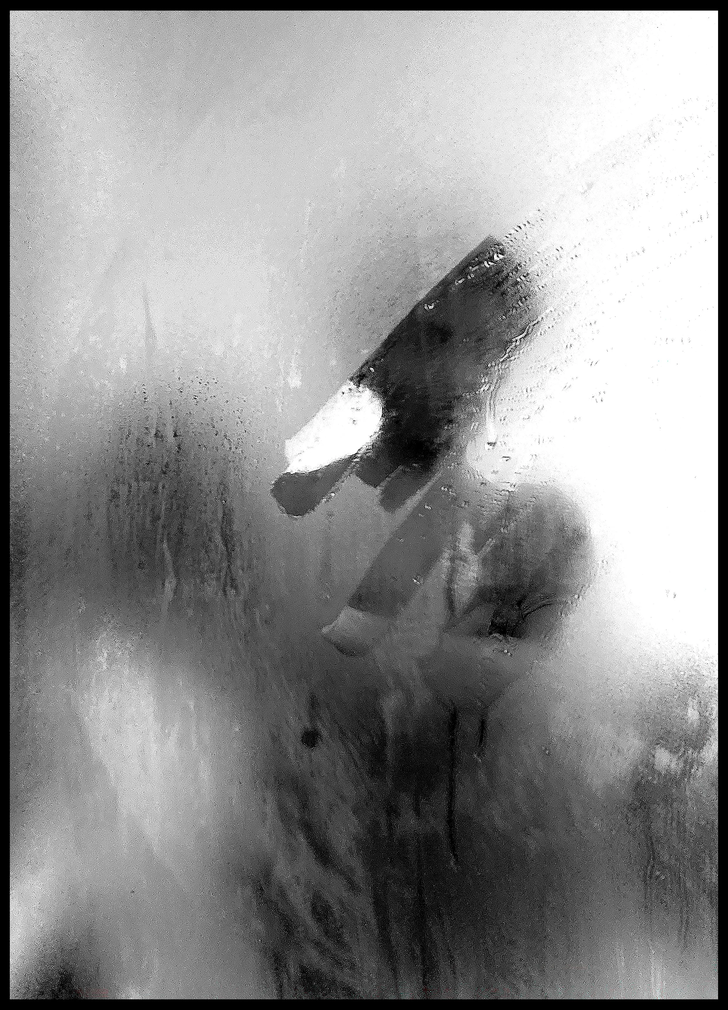 An Avant-garde Black and white self-portrait.