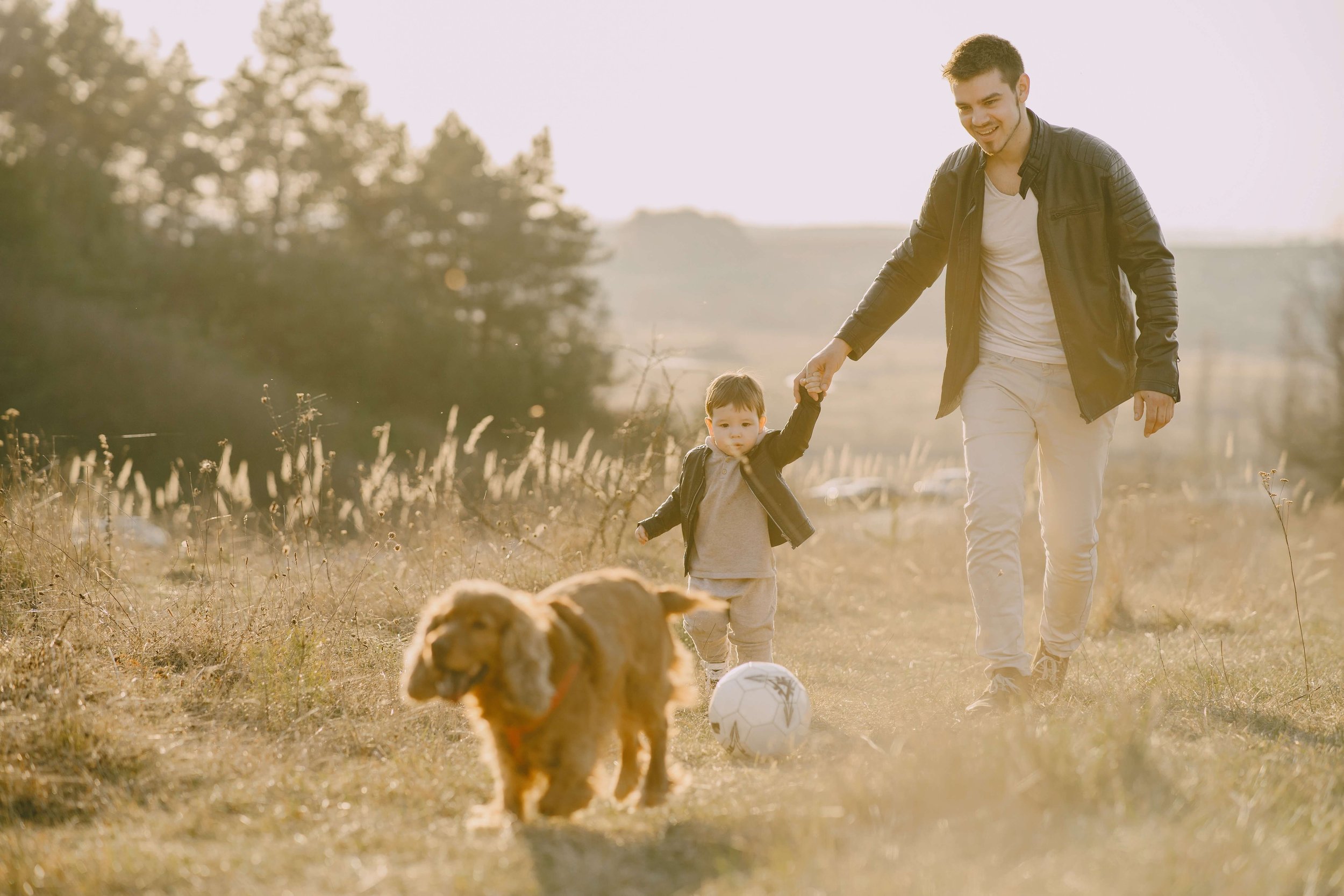 father and son spending time together on a walk