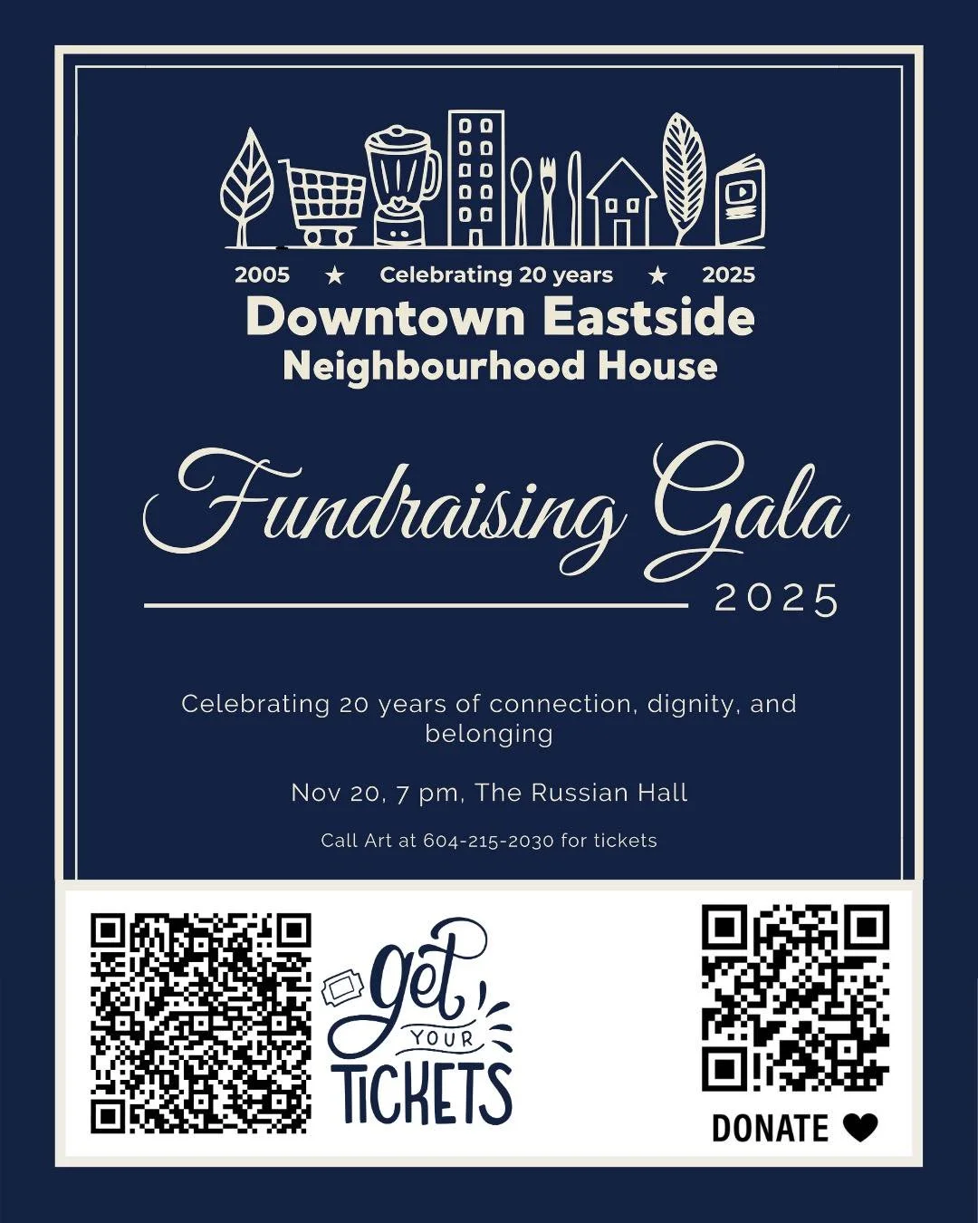 🌟 Just a few weeks away! 🌟
On November 20, we’ll gather to celebrate 20 years of connection, dignity, and belonging in the Downtown Eastside. 💛
A night to give thanks, share stories, and look toward the future of our House.
✨ Celebrating 20