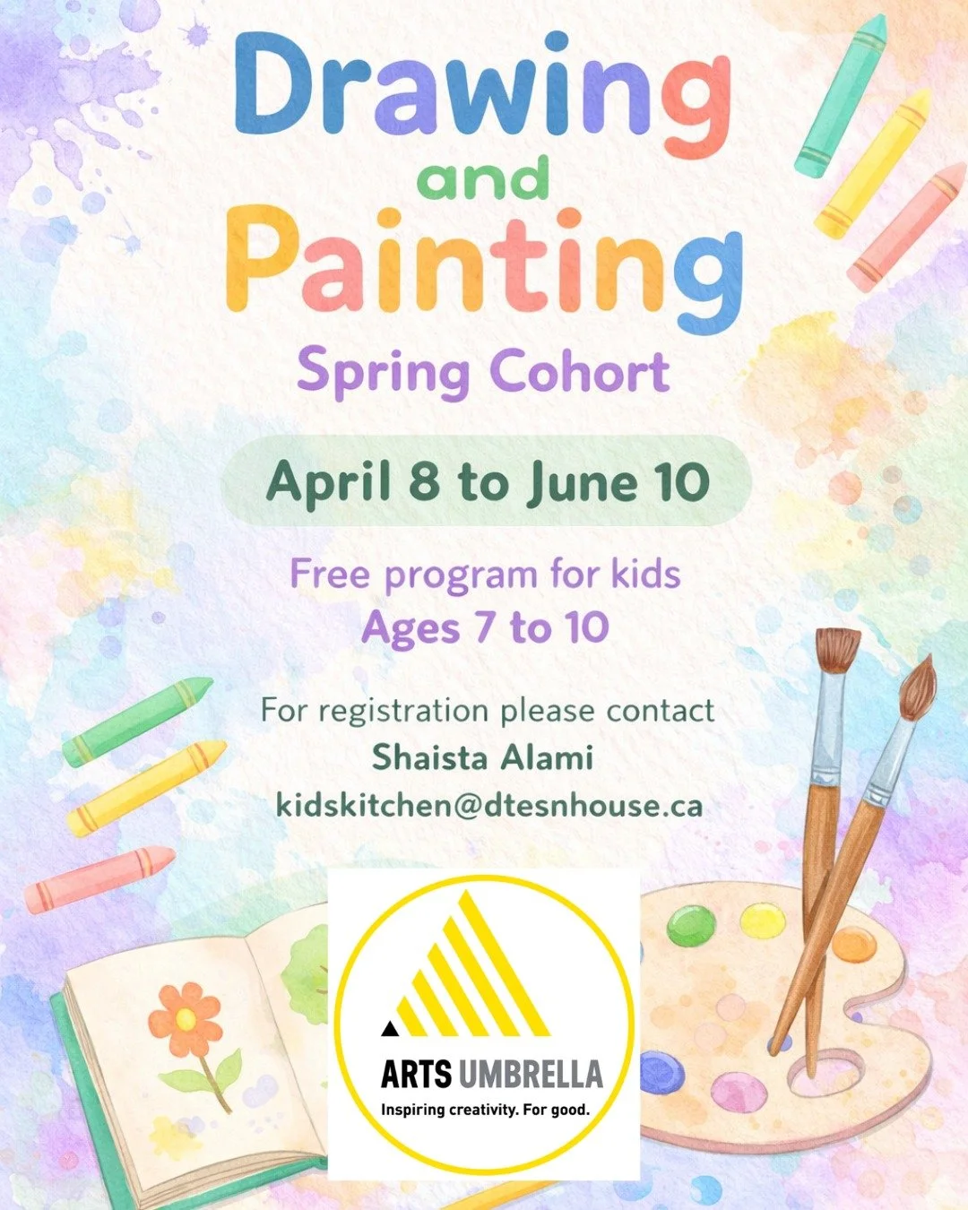 🎨✨ Let creativity bloom this spring!

We&rsquo;re excited to launch our Drawing &amp; Painting &ndash; Spring Cohort with Arts Umbrella 🌸

🗓 April 8 &ndash; June 10
👧🧒 Ages 7&ndash;10
💛 Free program for kids

This is a beautiful opportunity for